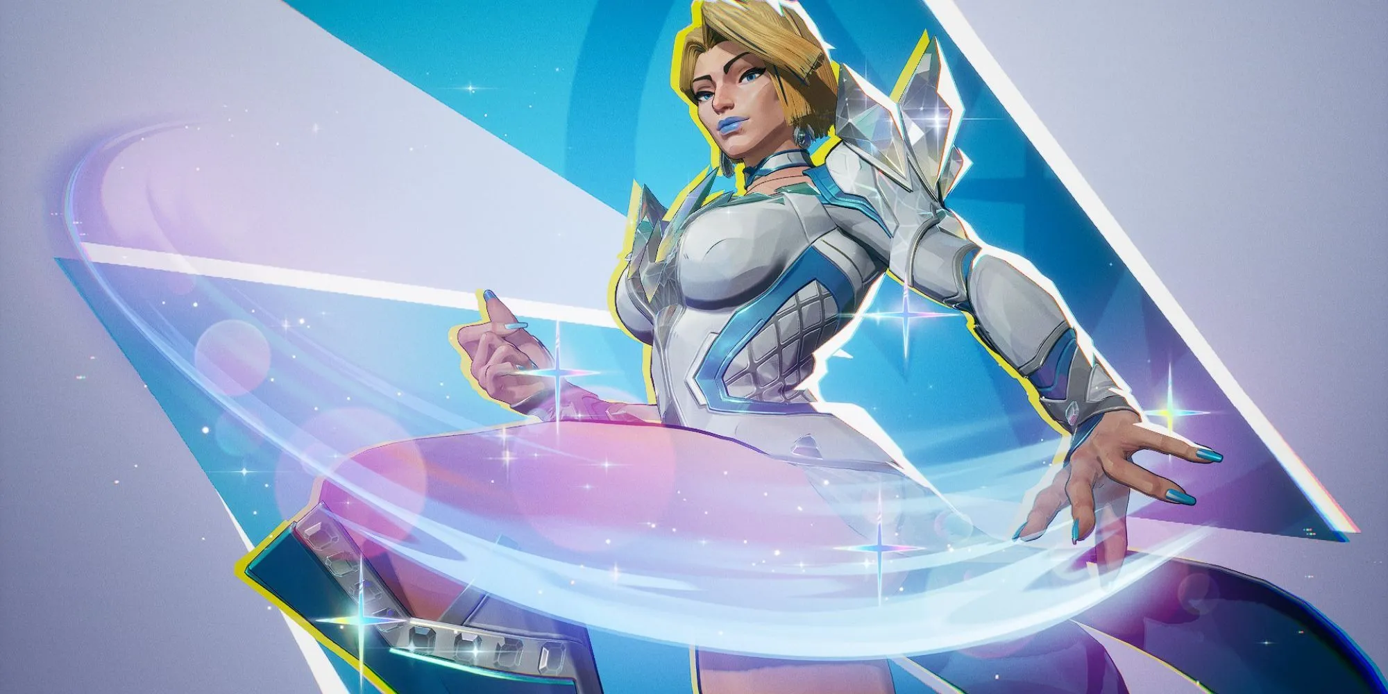 Emma Frost trong Marvel Rivals với trang phục trắng và năng lượng kim cương