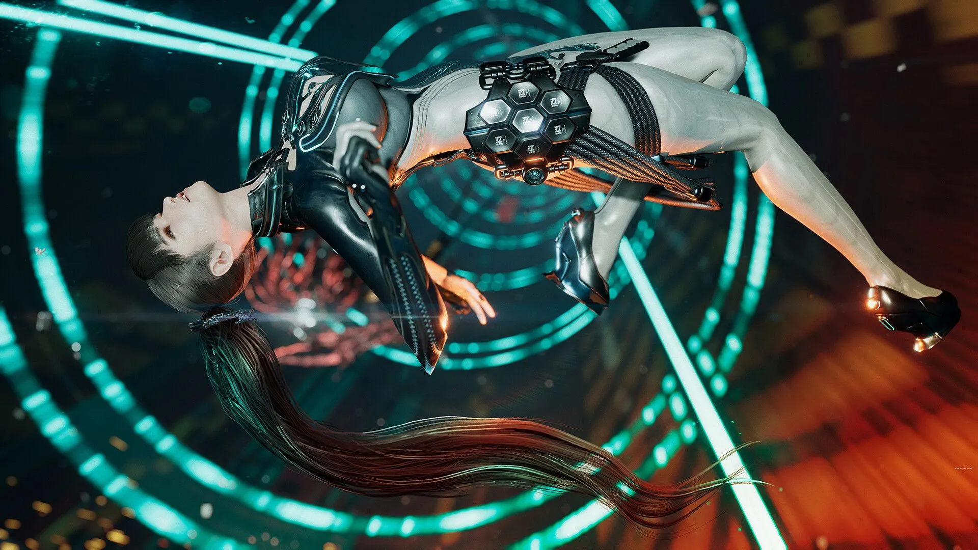 Eve trong trang phục hợp tác NIKKE trên giao diện PC của Stellar Blade.