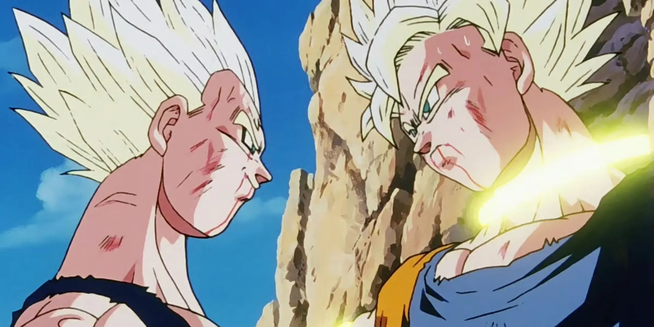 goku và vegeta chuẩn bị chiến đấu trong arc majin buu dragon ball z