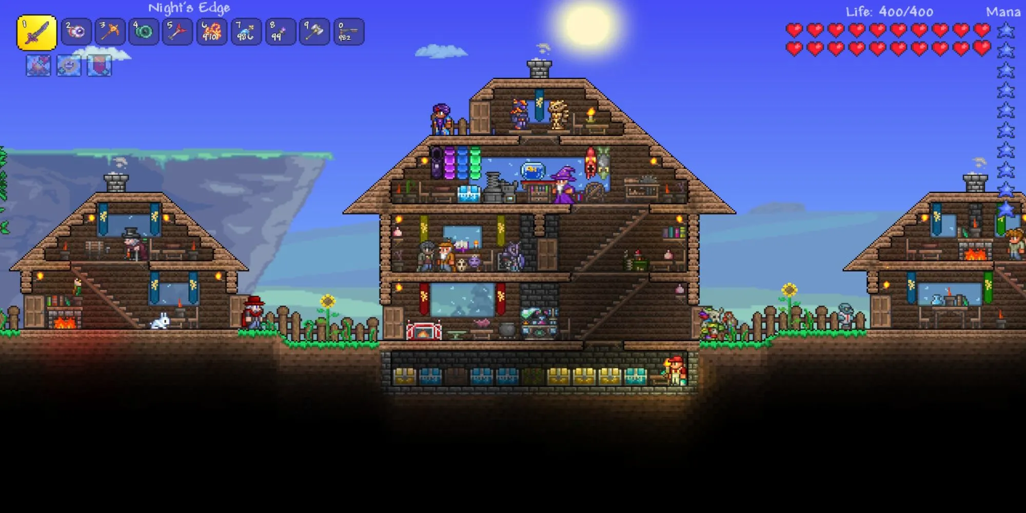 Hình ảnh một ngôi nhà được xây trong game Terraria.
