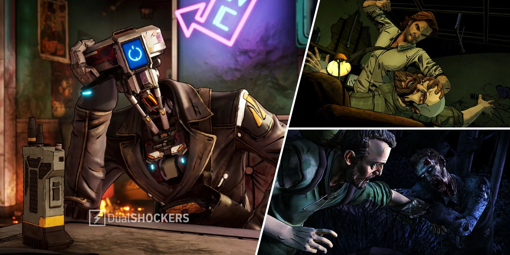 Hình ảnh tổng hợp các game nổi bật của Telltale: Tales From The Borderlands, The Wolf Among Us, The Walking Dead