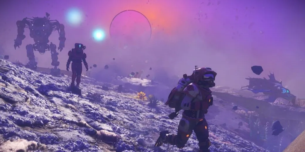 Hình ảnh vũ trụ trong No Man's Sky với một hành tinh khí khổng lồ