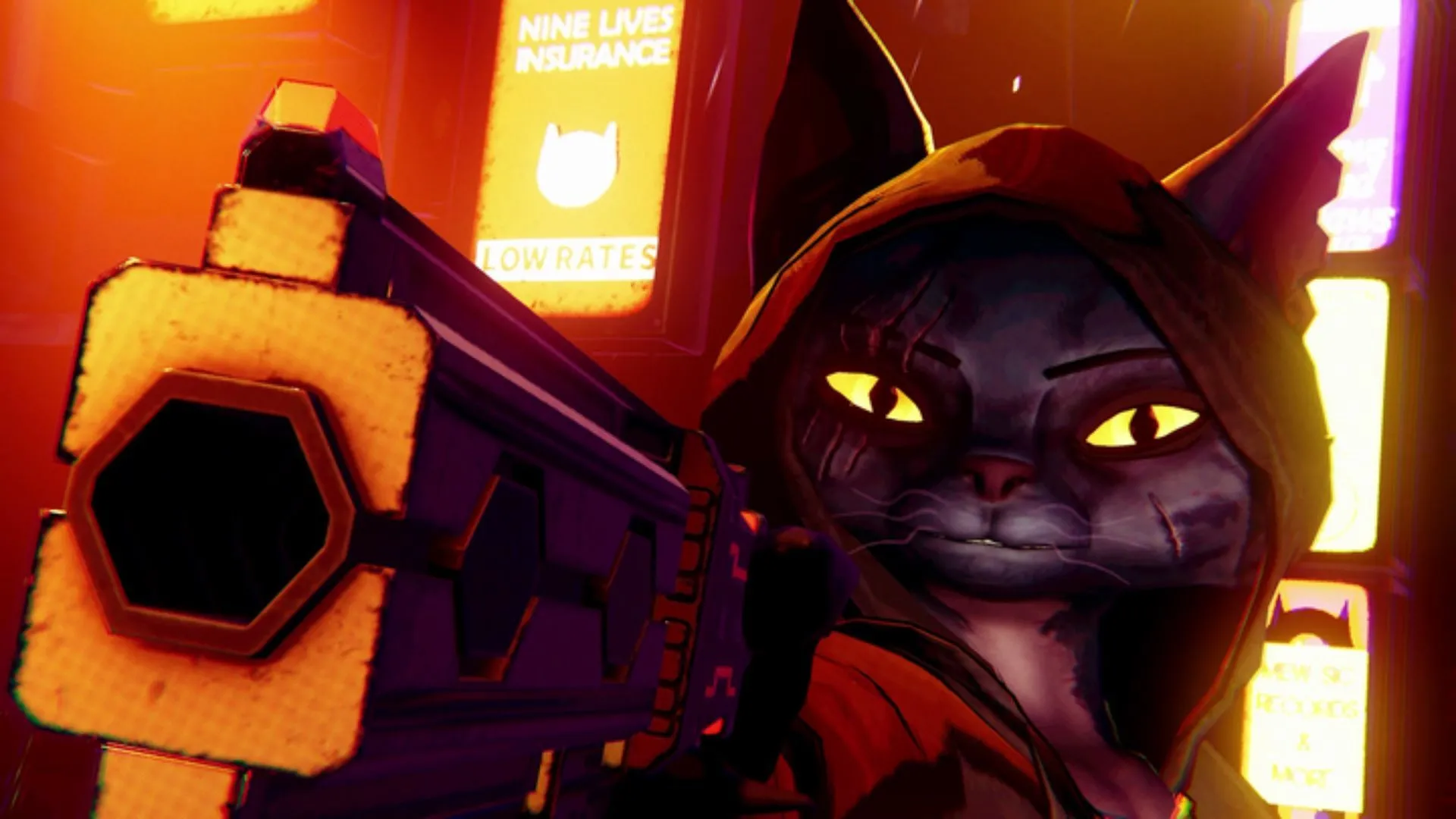 Hugh, nhân vật chính game Cat Assassin, cầm súng