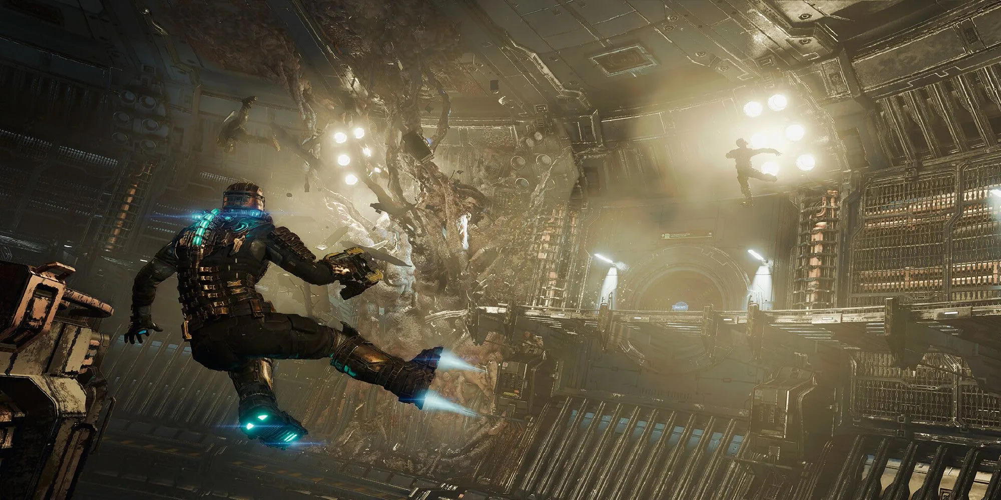 Isaac Clarke trôi nổi trong không gian trong game kinh dị Dead Space Remake