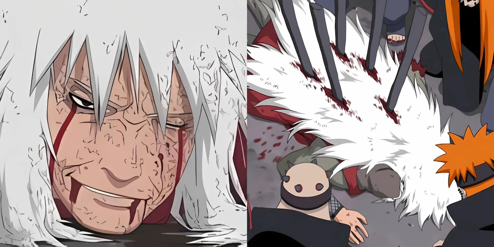 Jiraiya trong tư thế Tiên Nhân khi đối mặt với Pain