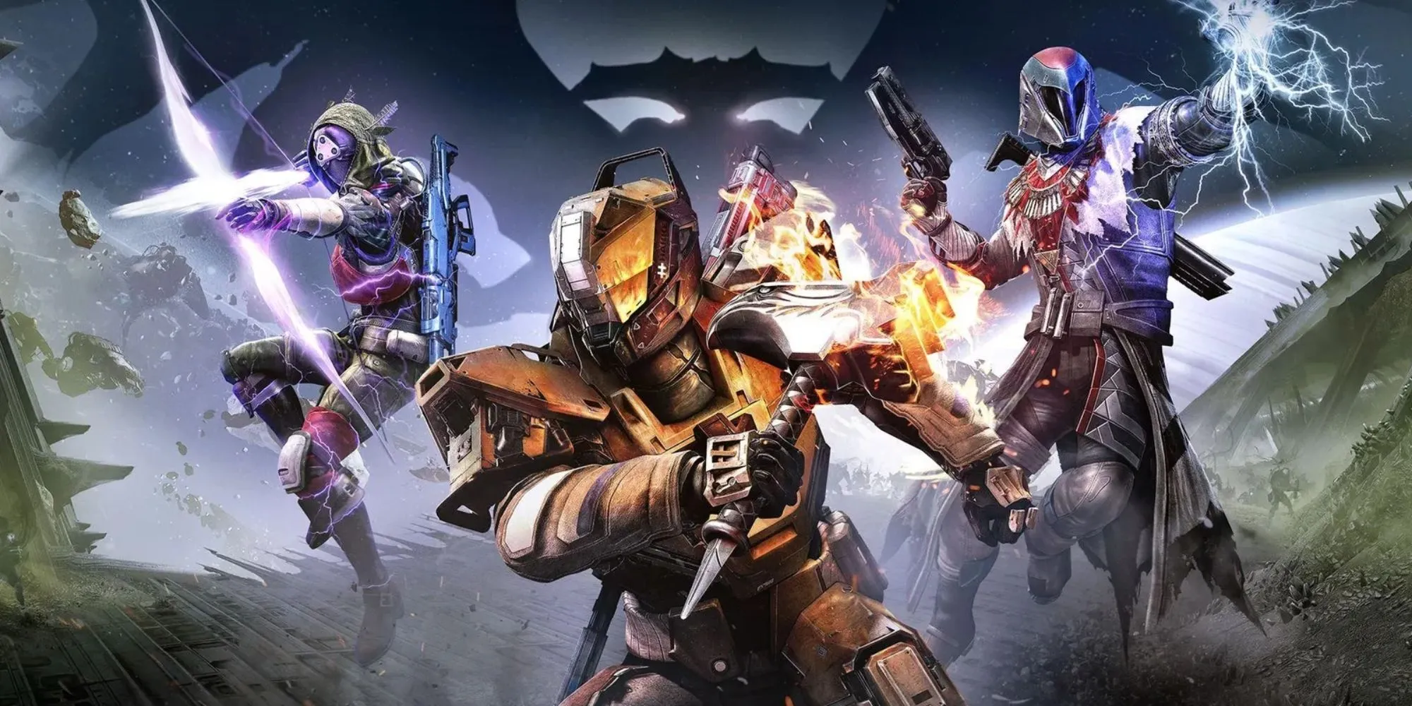 Logo và hình ảnh chủ đạo của Destiny: The Taken King, tập trung vào chúa tể Oryx