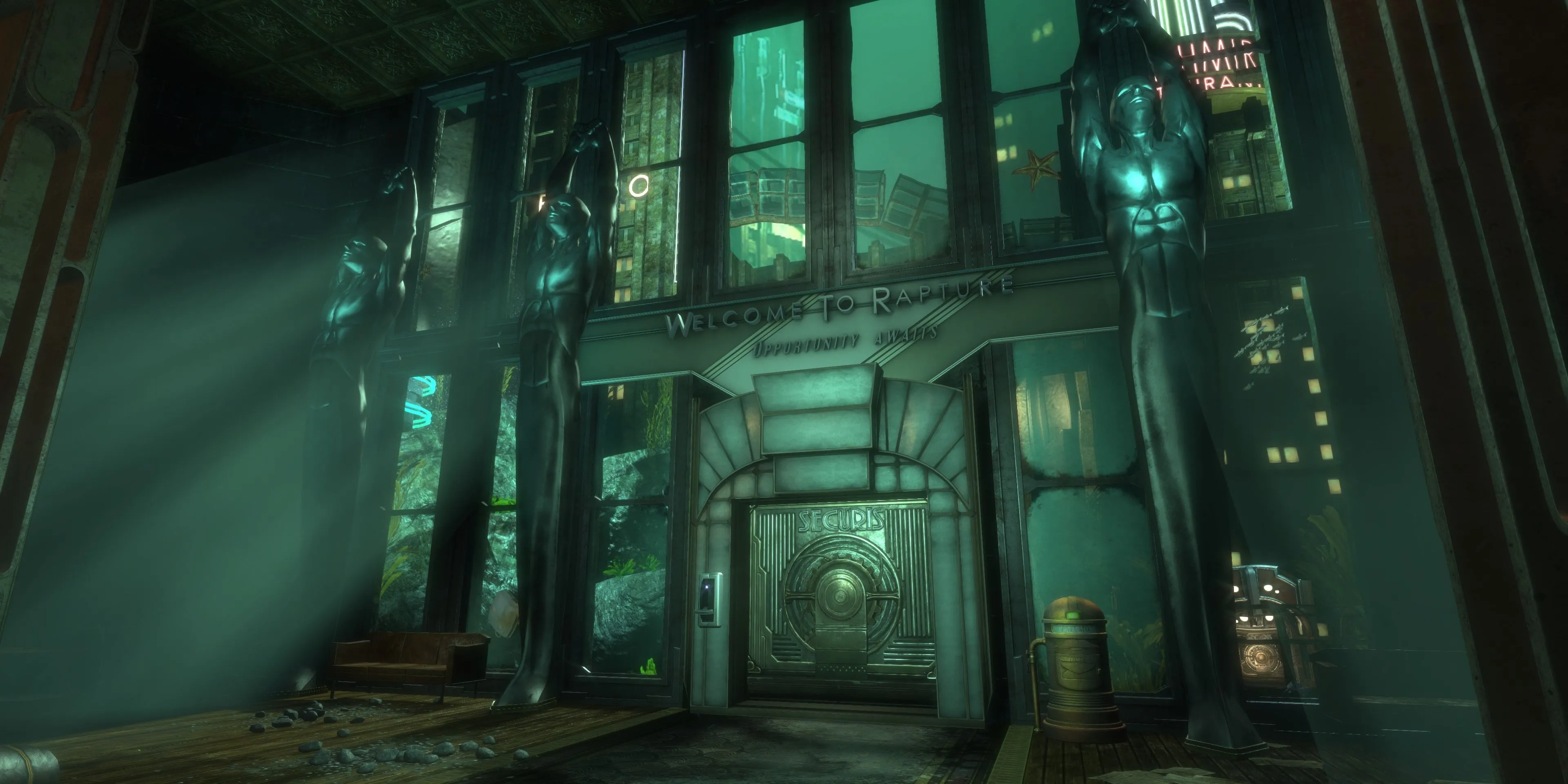 Lối vào thành phố dưới đáy biển Rapture trong game BioShock