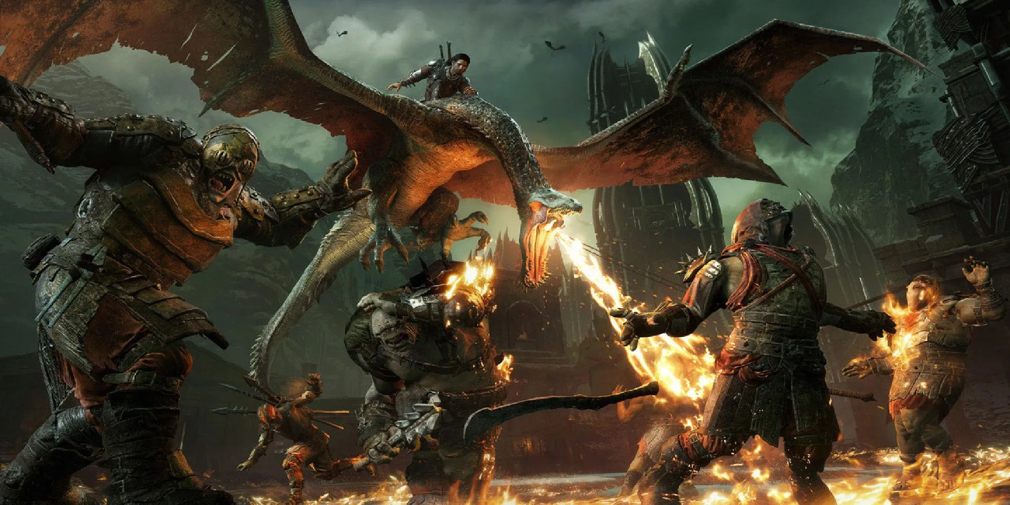 Middle Earth Shadow of War Talion fighting on a winged beast