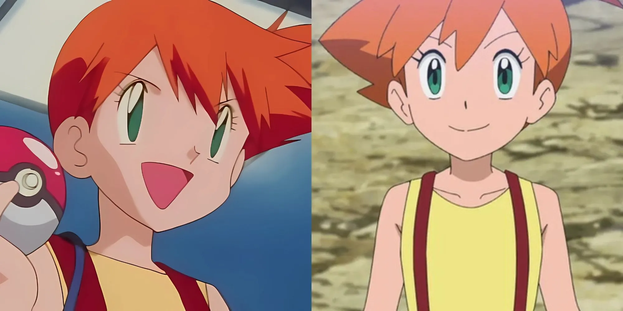 Misty trong trang phục đặc trưng và cầm quả bóng Poke