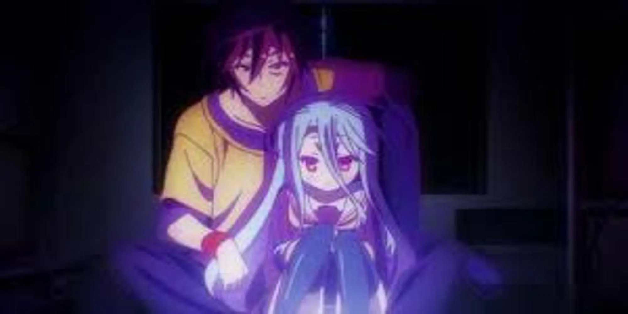 Mô tả Sora và Shiro trong thế giới game màu sắc của No Game No Life