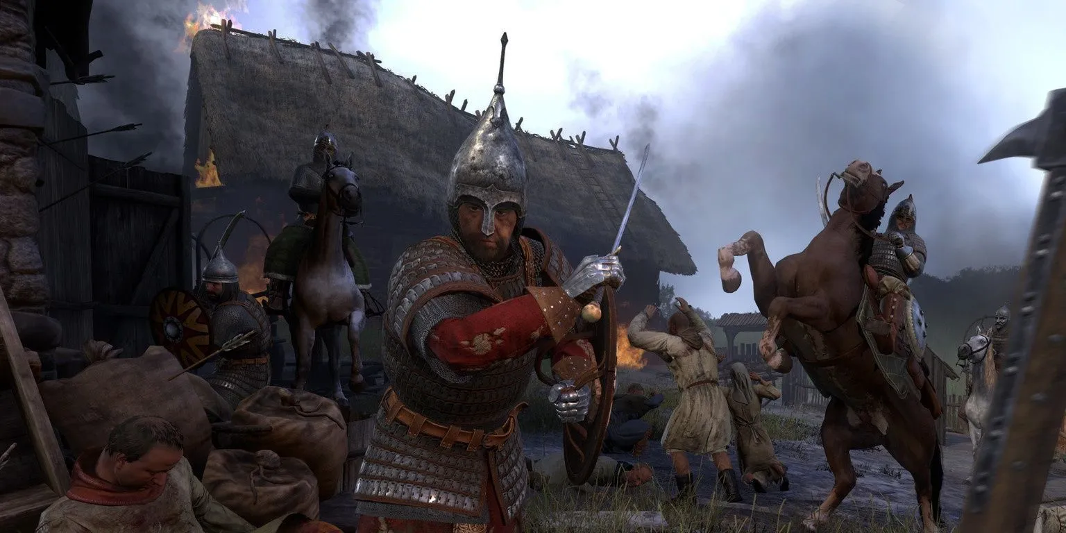 Một cảnh trong Kingdom Come: Deliverance, cho thấy nhân vật chính cưỡi ngựa