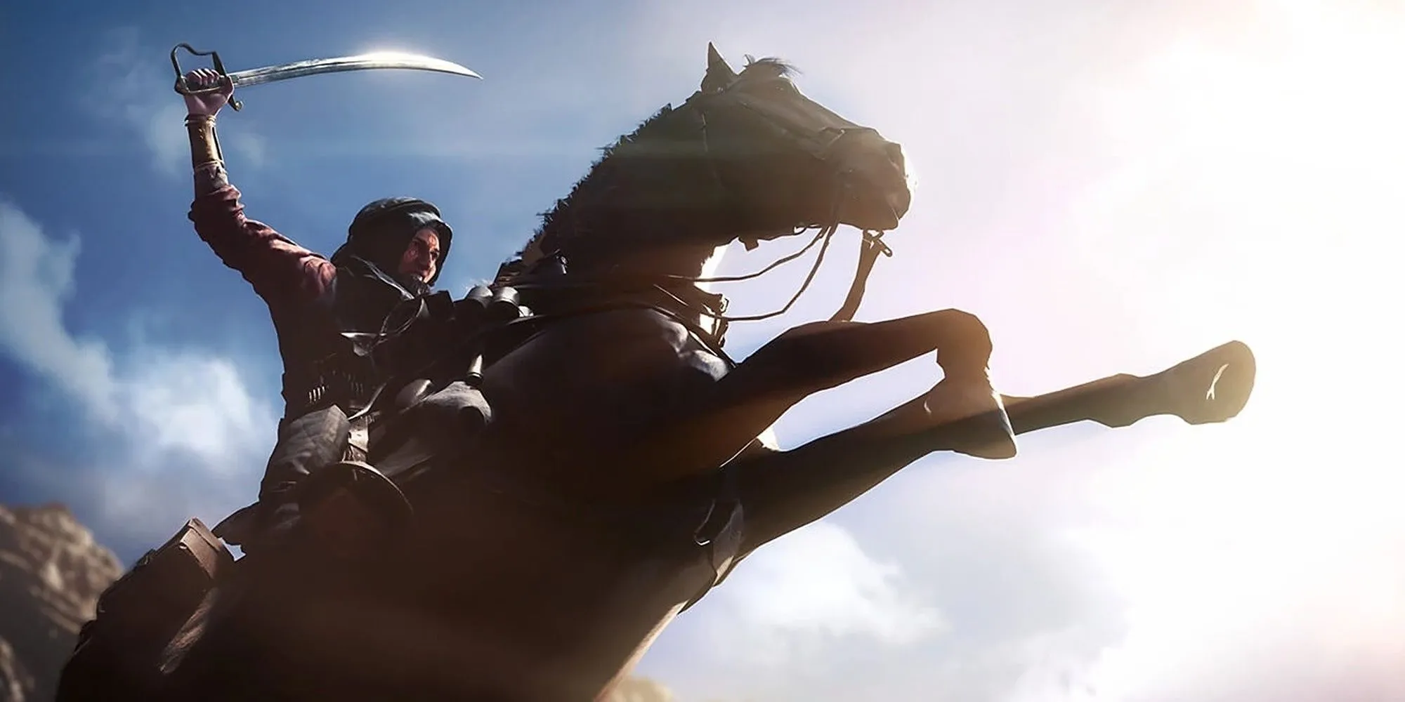 Một người lính trong trang phục thời Thế chiến I nhìn qua chiến trường đổ nát trong Battlefield 1