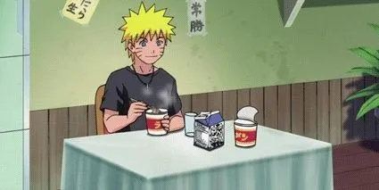Naruto ăn mì ramen một mình, thể hiện sự cô đơn
