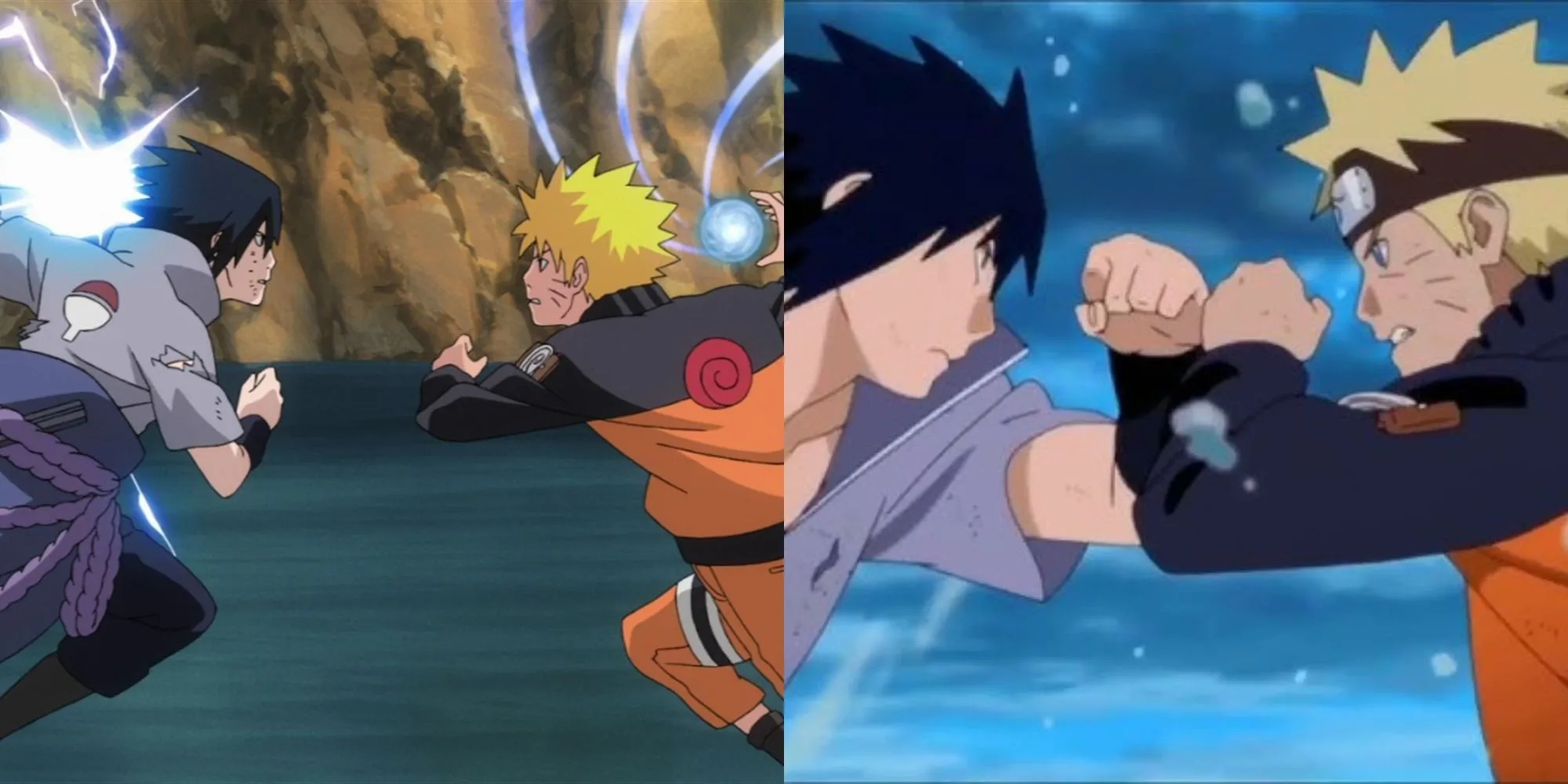 Naruto và Sasuke chuẩn bị tung Rasengan và Chidori tại Thung Lũng Tận Cùng