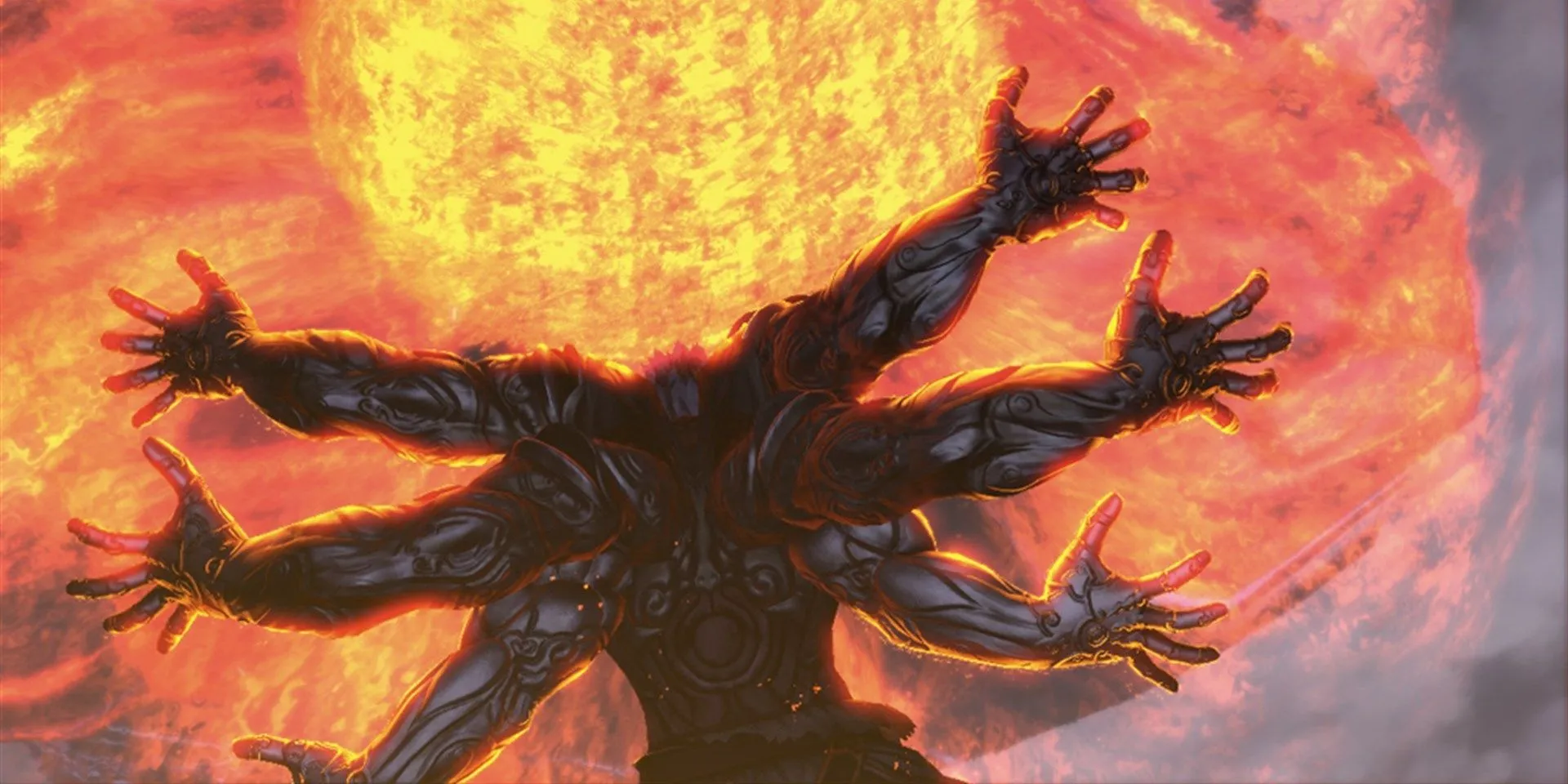 Nhân vật Asura với sáu cánh tay trong game Asura's Wrath