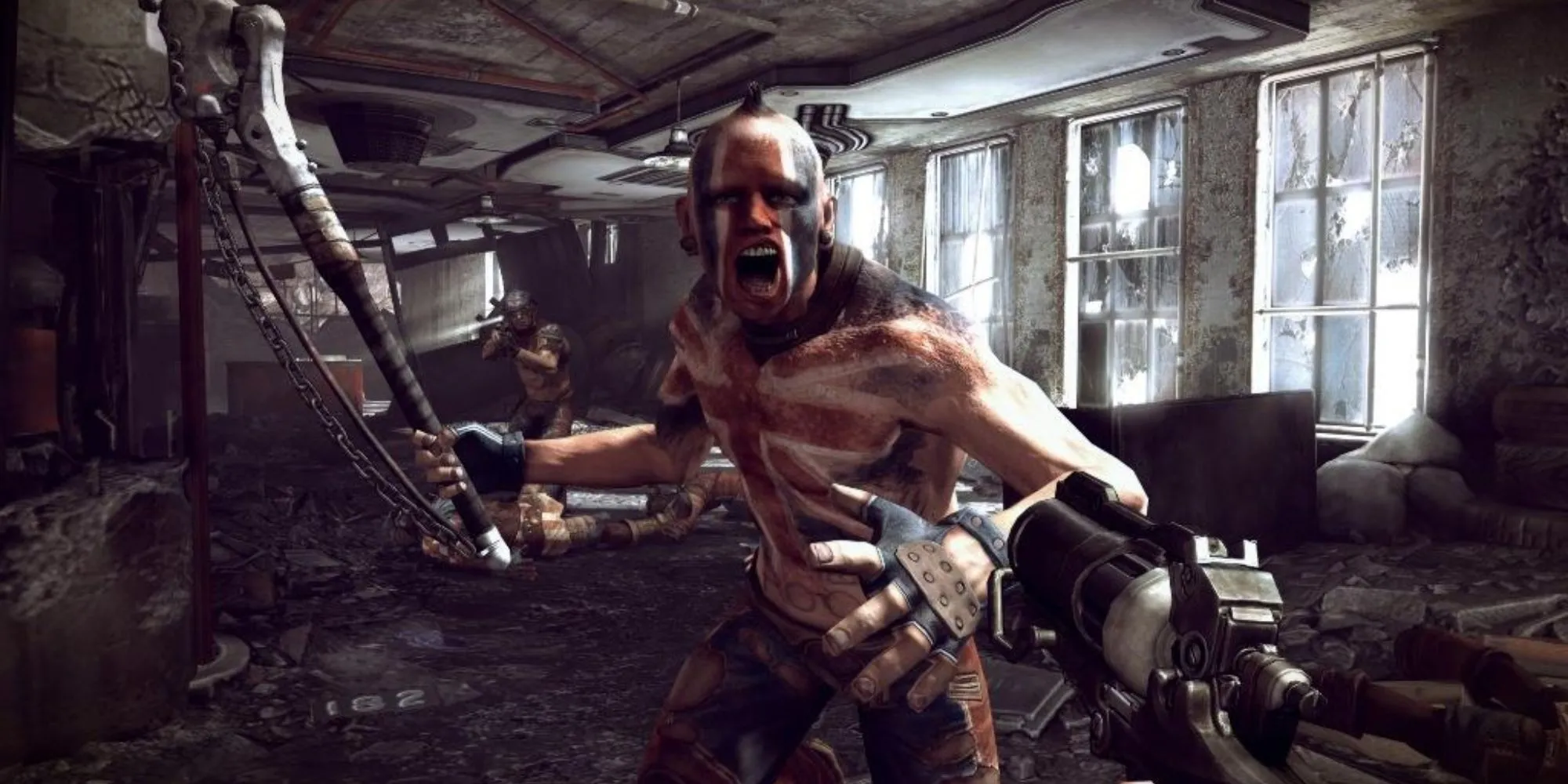 Nhân vật bắn súng trong thế giới hậu tận thế của game RAGE