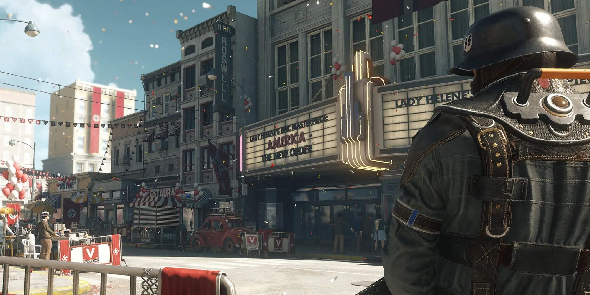 Nhân vật B.J. Blazkowicz đấm phát xít trong game Wolfenstein