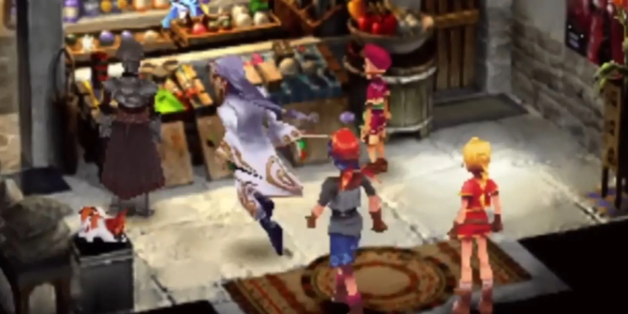 Nhân vật chính Serge khám phá một thế giới song song trong game JRPG Chrono Cross trên PS1