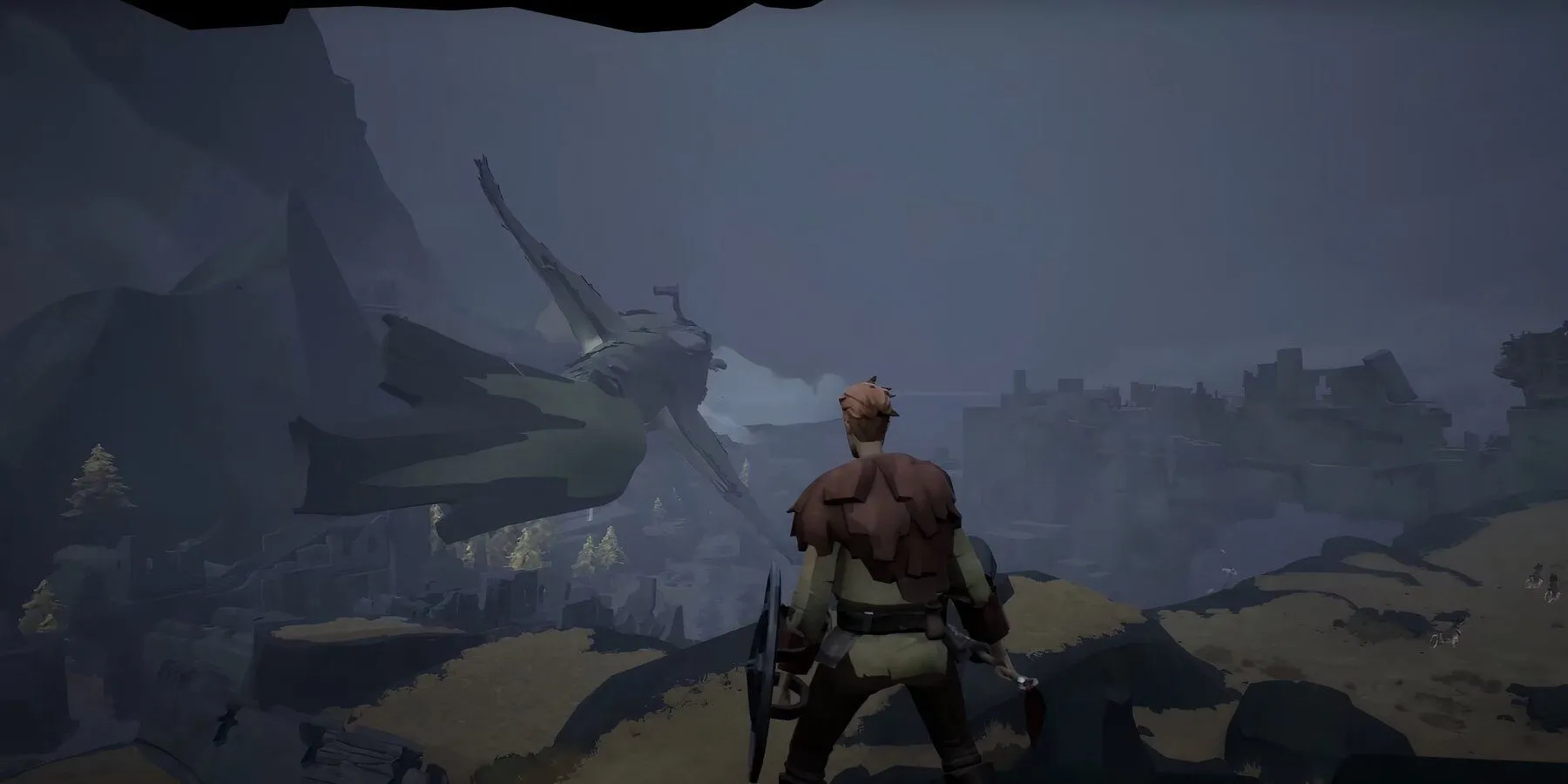 Nhân vật chính trong Ashen nhìn ra vách đá trong trailer gameplay