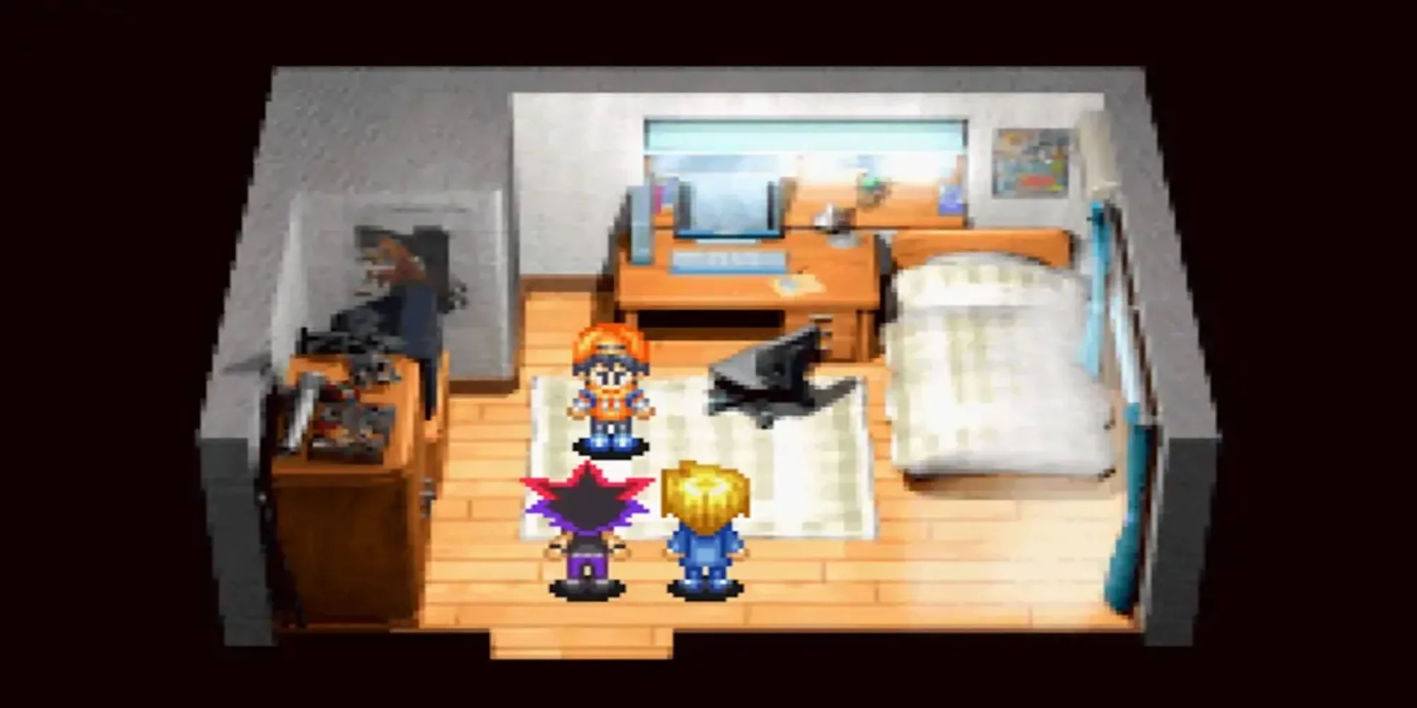 nhan vat yugi muto va the bai tren man hinh game yu-gi-oh the sacred cards gba