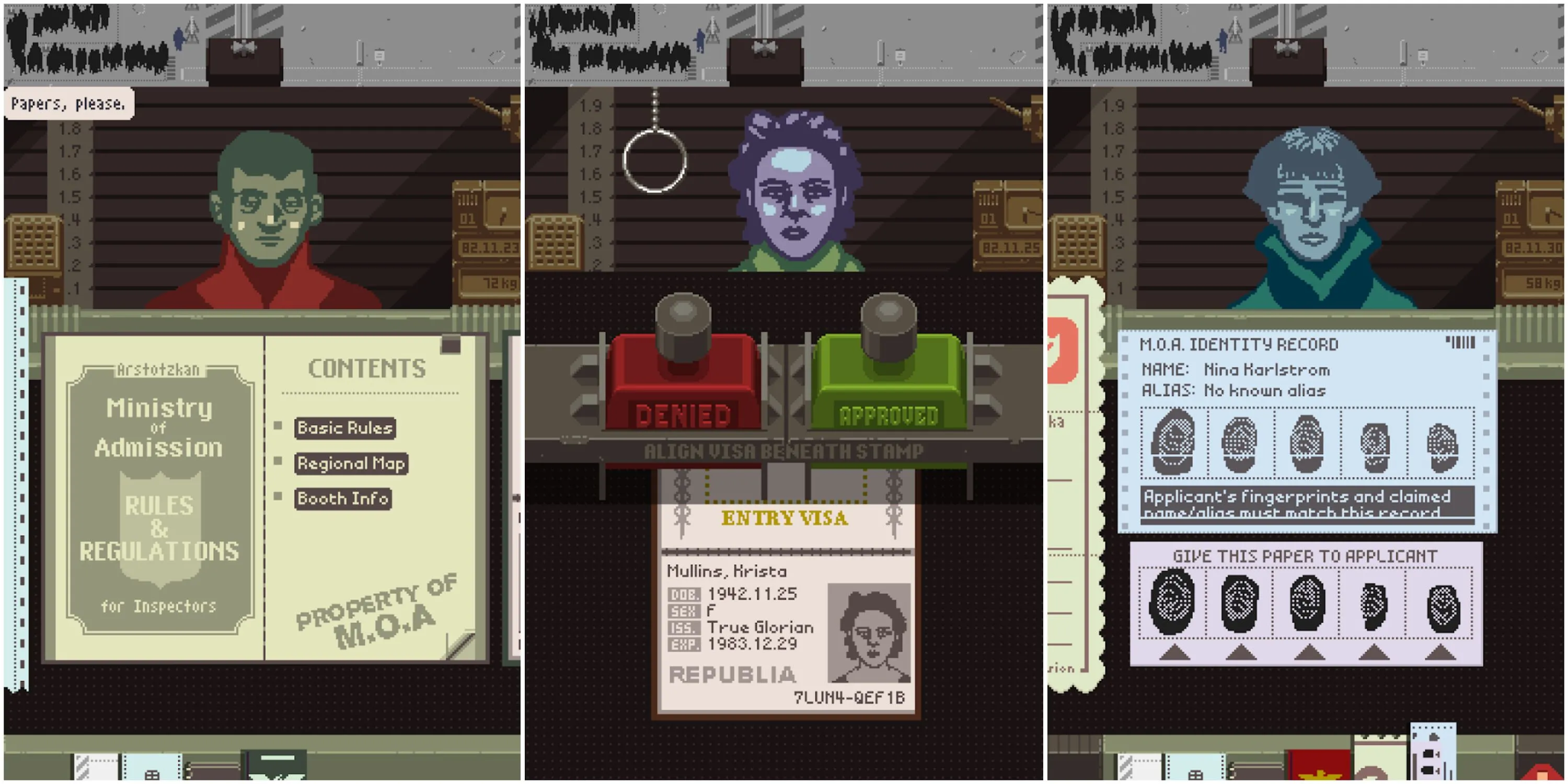 Papers, Please mobile version screenshots