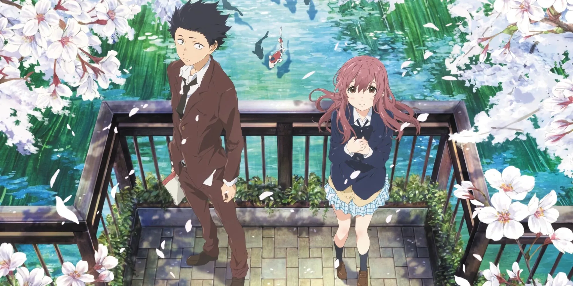 Poster phim anime A Silent Voice với hai nhân vật chính Shoya và Shoko