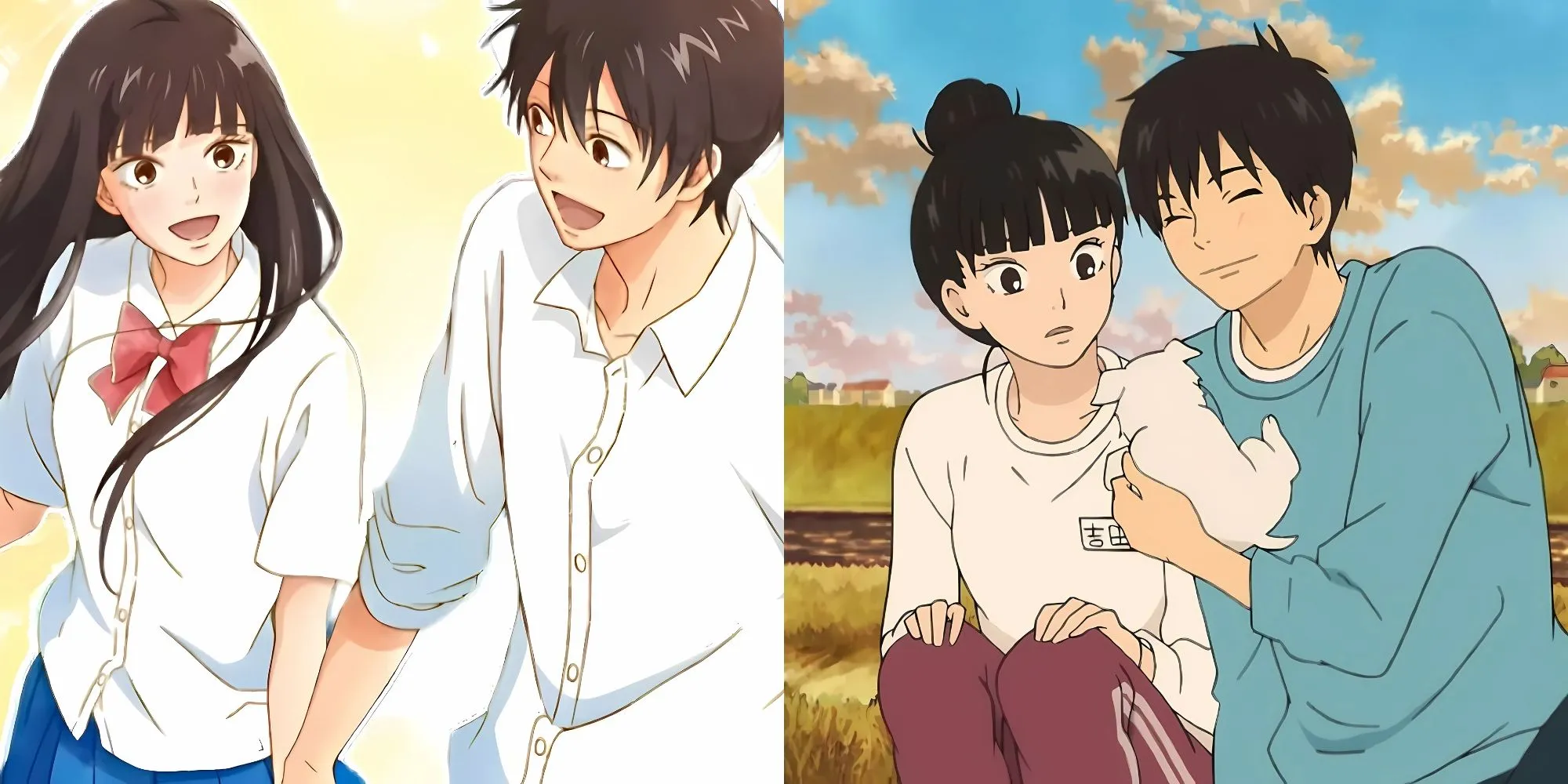 Sawako Kuronuma và Shota Kazehaya nhìn nhau với vẻ ngượng ngùng trong Kimi ni Todoke