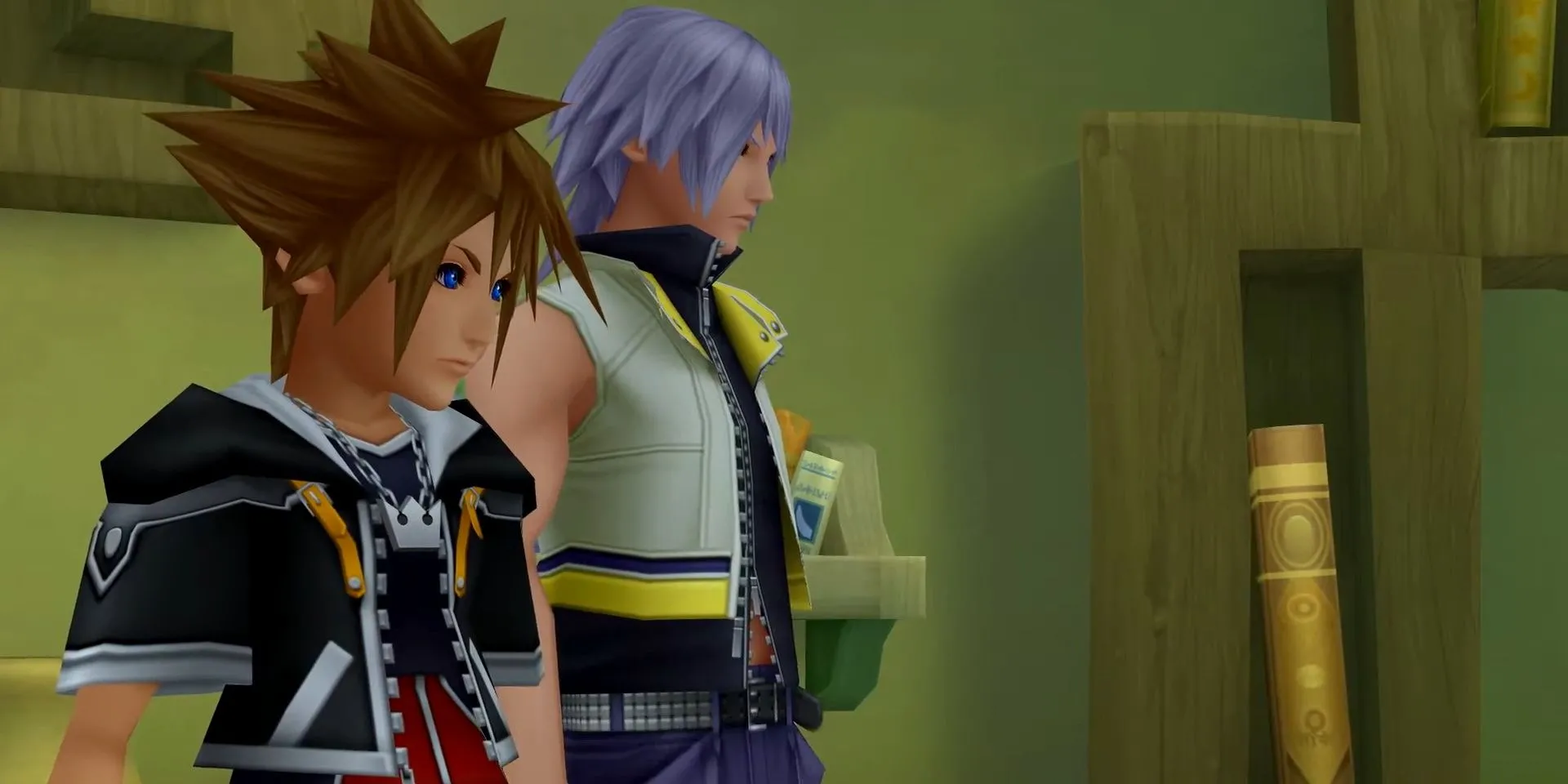 Sora và Riku trước mặt Yen Sid trong Kingdom Hearts 3D