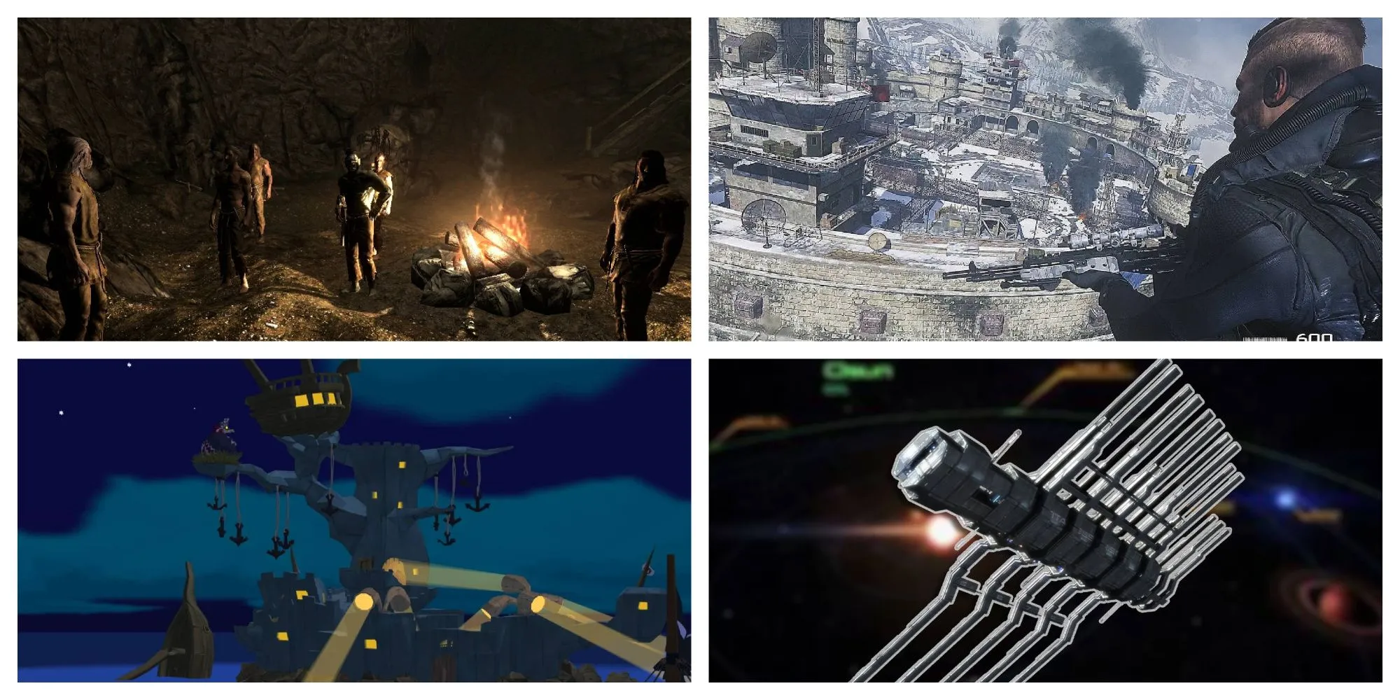 Tập hợp các cảnh nhà tù và vượt ngục kinh điển trong game, bao gồm Skyrim, Call of Duty, Legend of Zelda Wind Waker, và Mass Effect 2