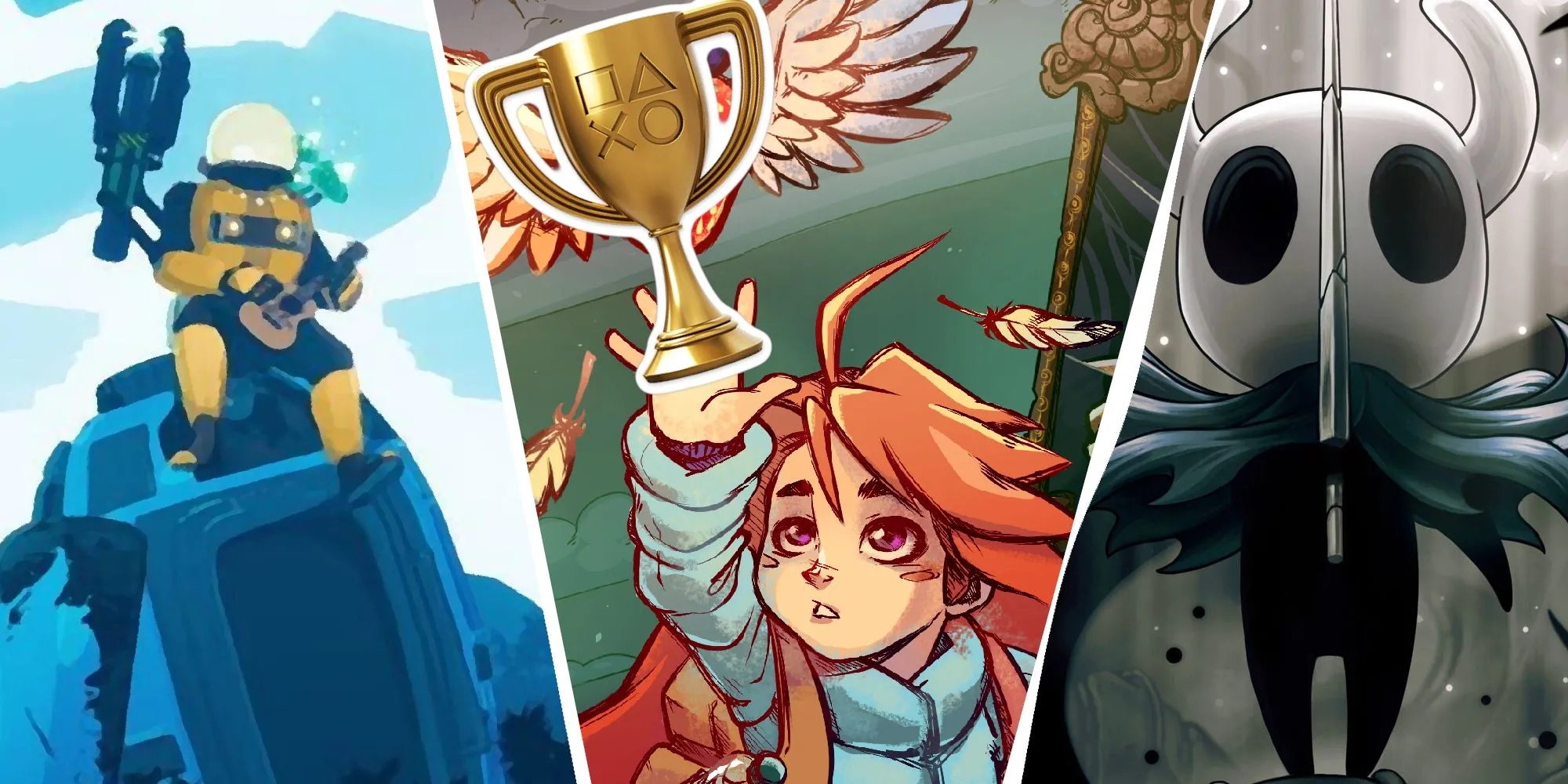 Thumbnail của bài viết về 10 Tựa Game Indie Khó Hoàn Thành 100% Nhất, có hình Spelunky, Meat Boy, và Cave Story.