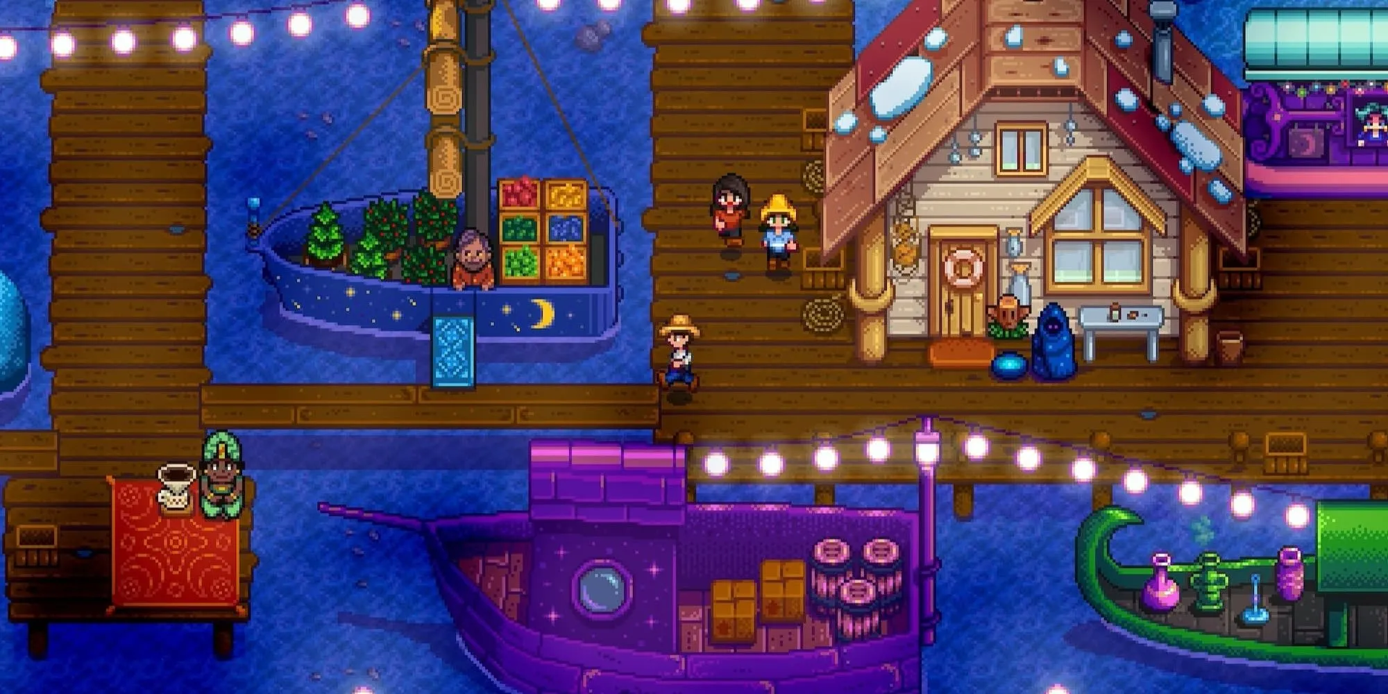 Thuyền màu tím trong game Stardew Valley