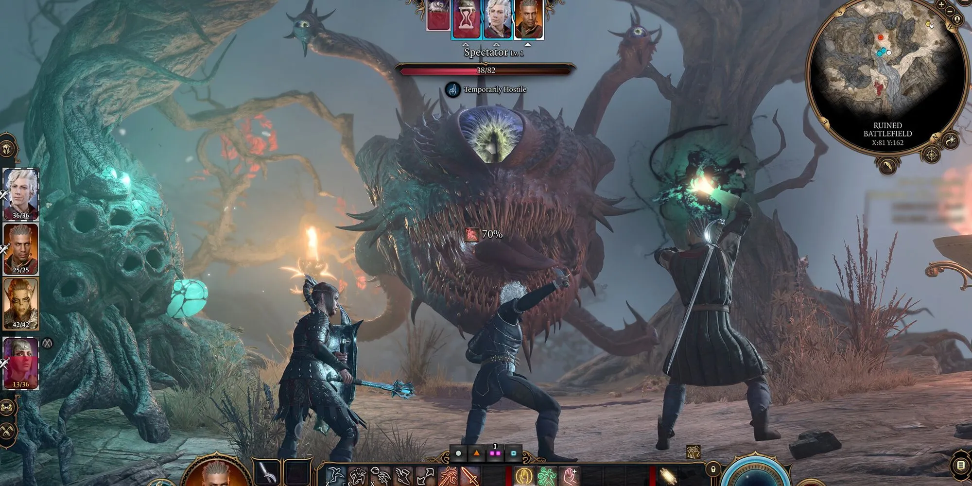 Tổ đội chiến đấu trong Baldur's Gate 3 với các thành viên khác nhau