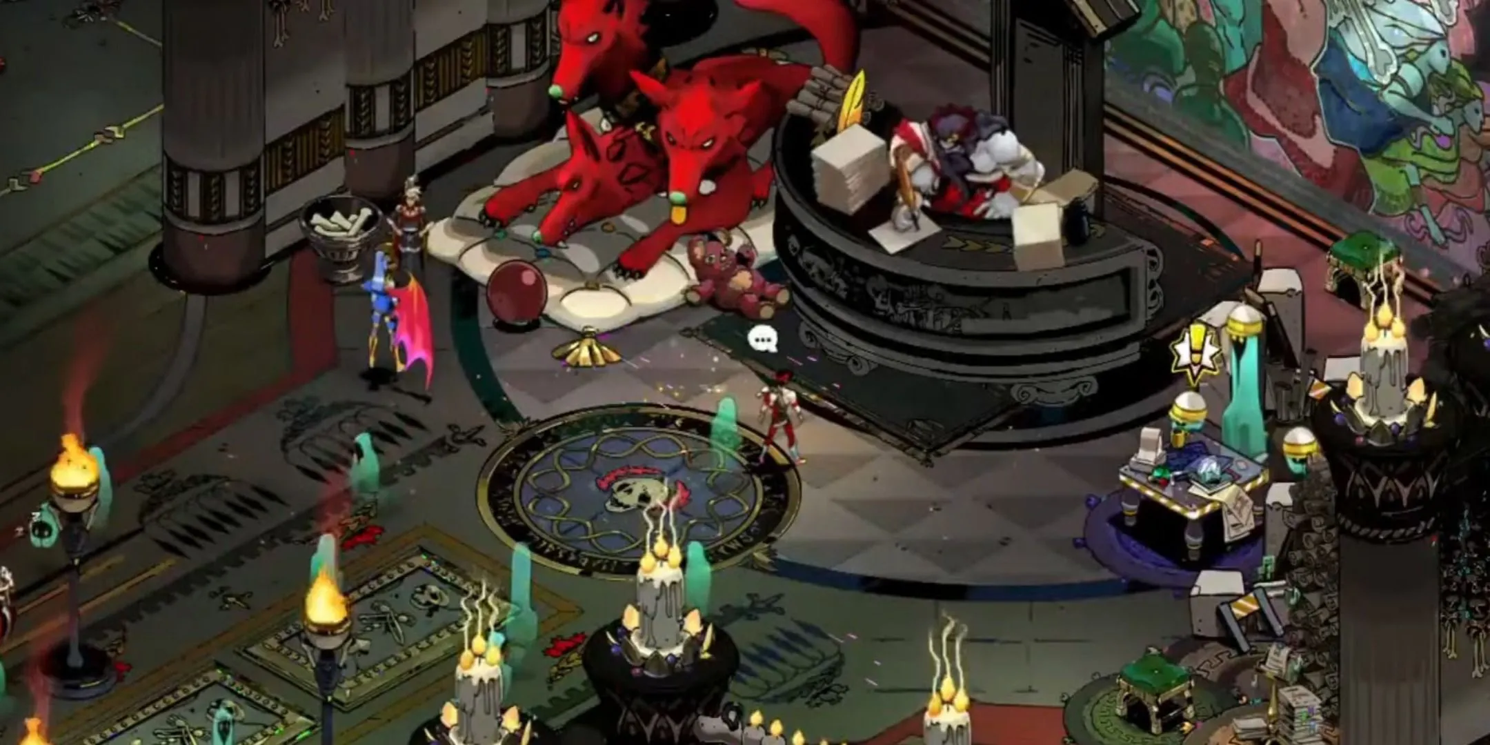 Zagreus nói chuyện với Hades trong game Hades.