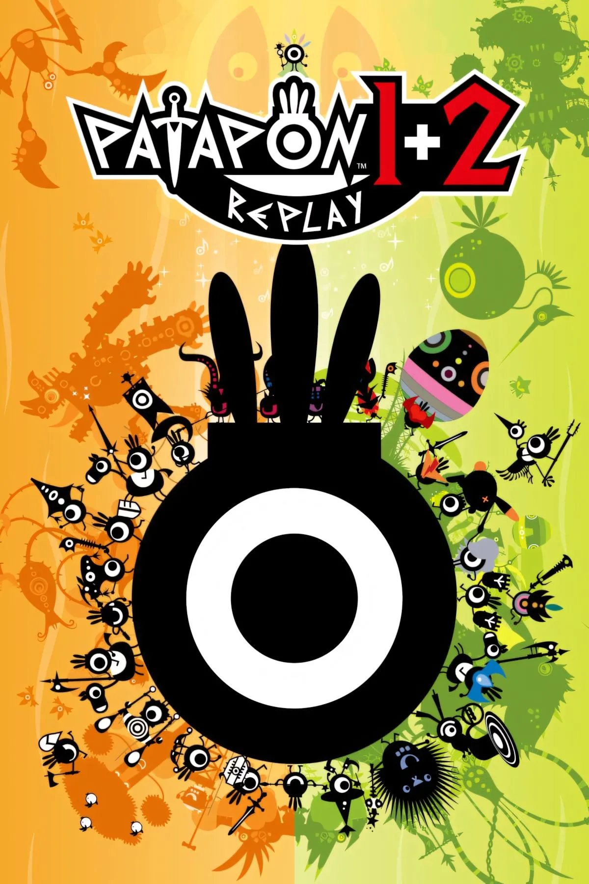Ảnh bìa Patapon 1+2 Replay, bộ sưu tập game nhịp điệu PSP vừa ra mắt trên Nintendo Switch và các nền tảng khác.
