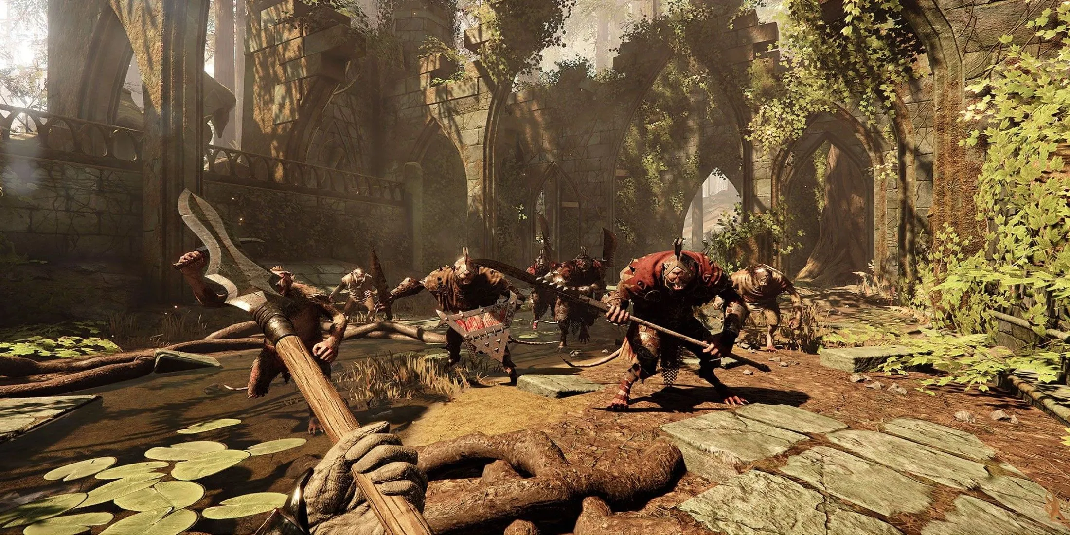 Các anh hùng đối mặt với bầy Skaven trong Warhammer Vermintide 2, một tựa game hành động co-op căng thẳng