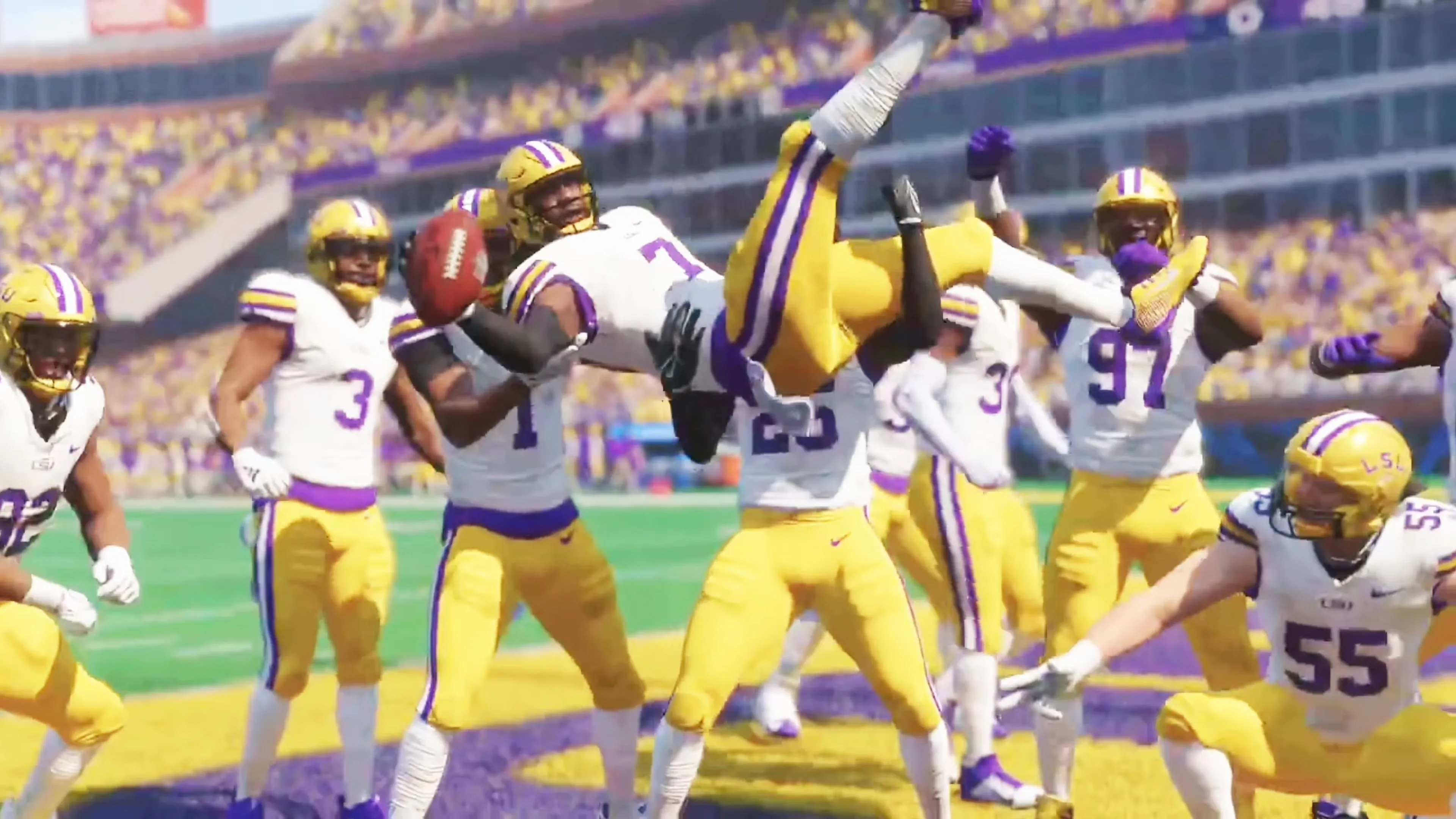 Cảnh game EA Sports College Football 26: Cầu thủ Iowa State ăn mừng cùng linh vật Cy