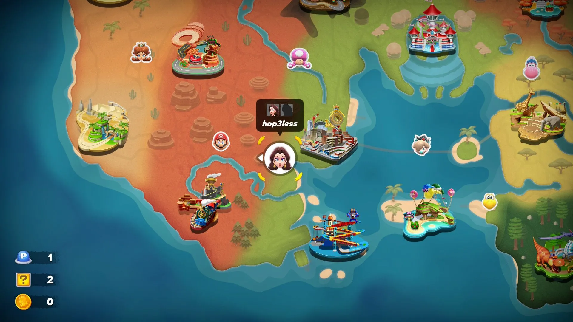Cảnh thế giới mở trong Mario Kart World Free Roam