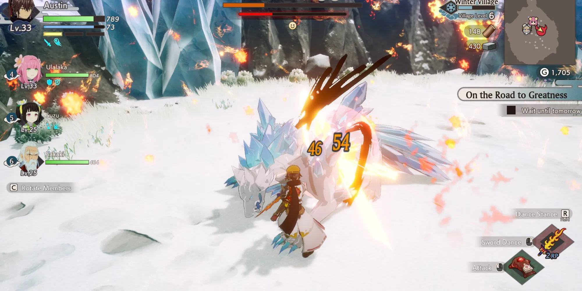 Chiến đấu với White Wolf trong Rune Factory Guardians of Azuma