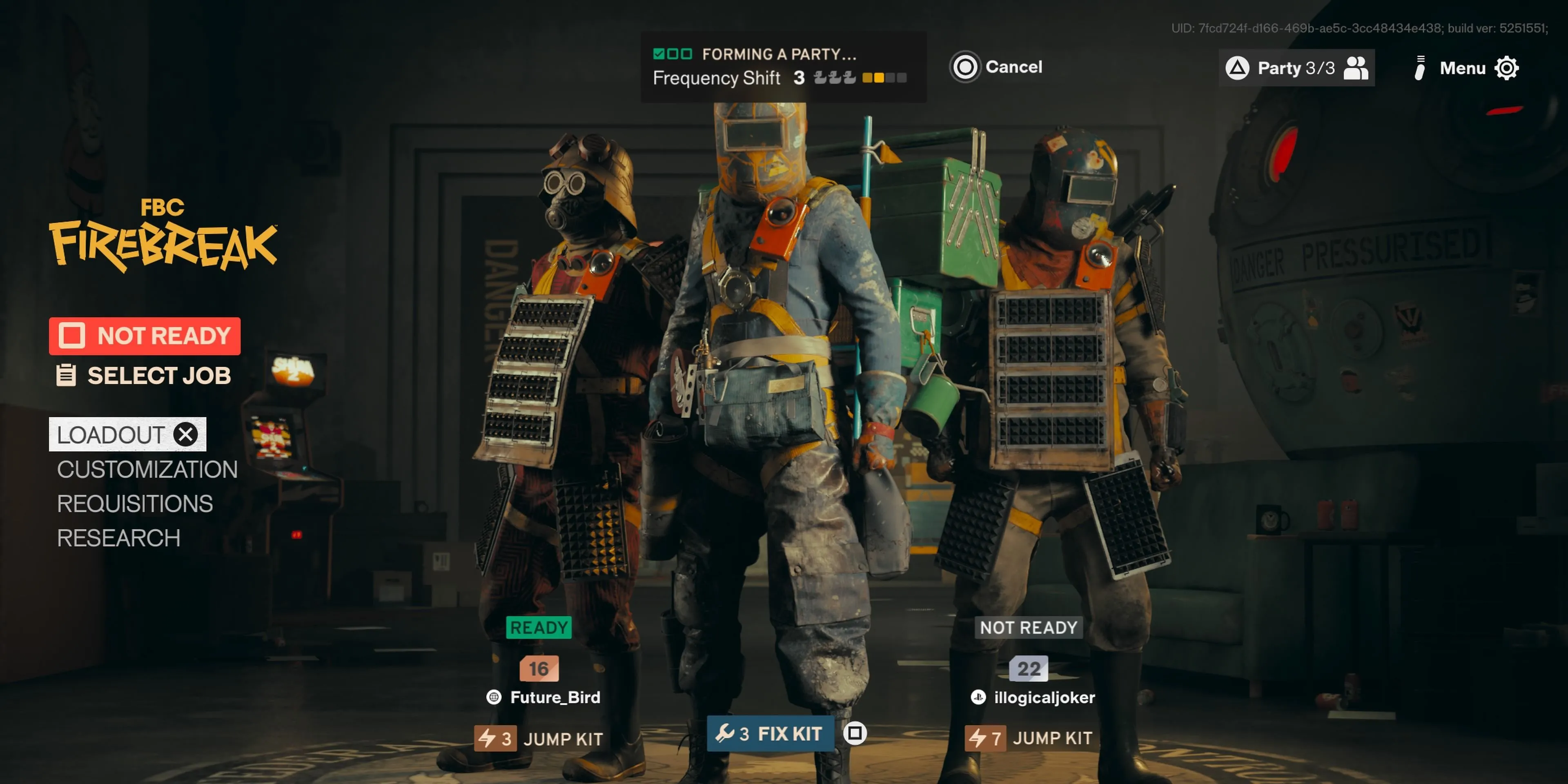 Giao diện menu chính game FBC: Firebreak