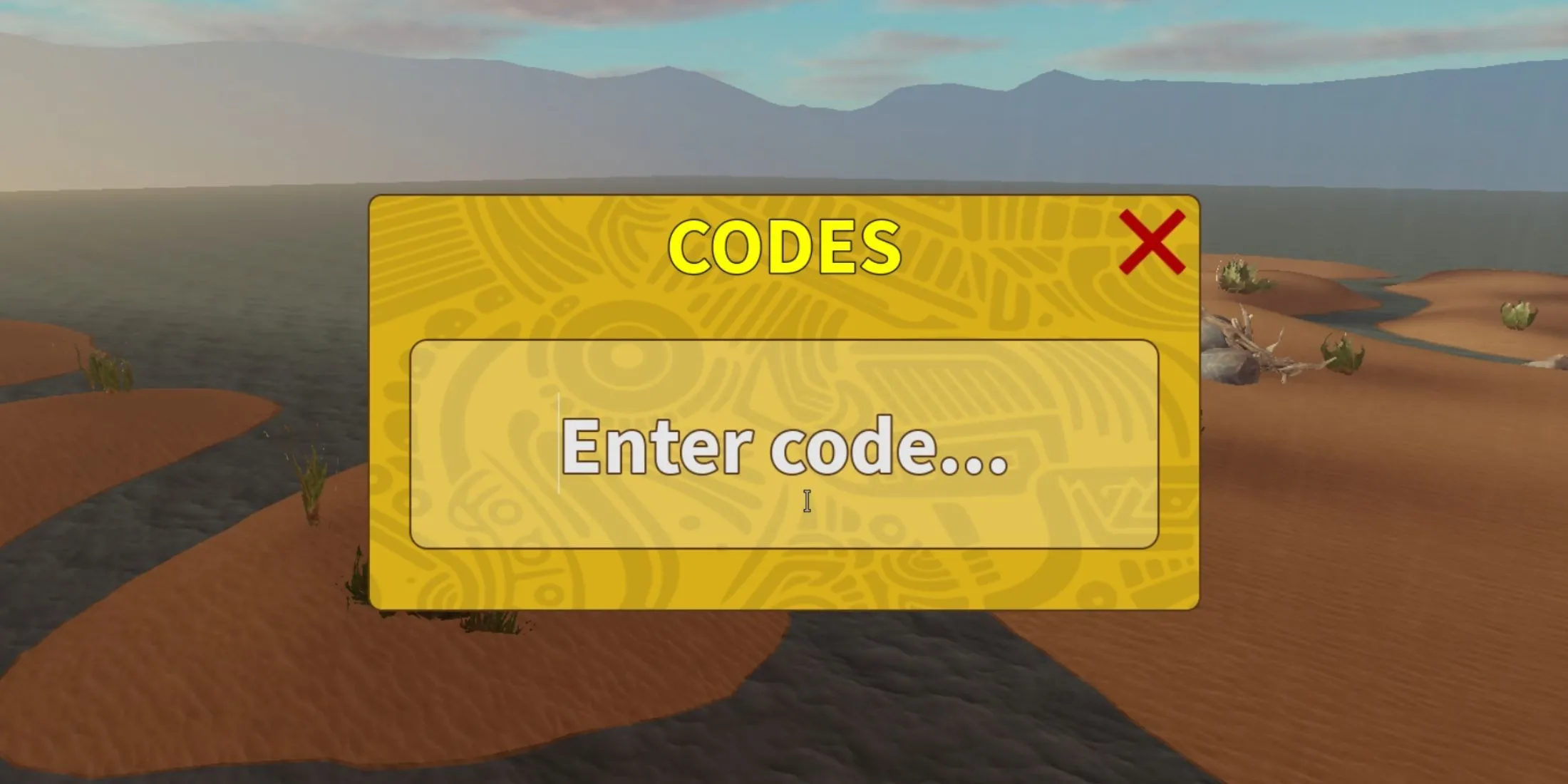 Giao diện nhập mã code trong game Savannah Life trên Roblox