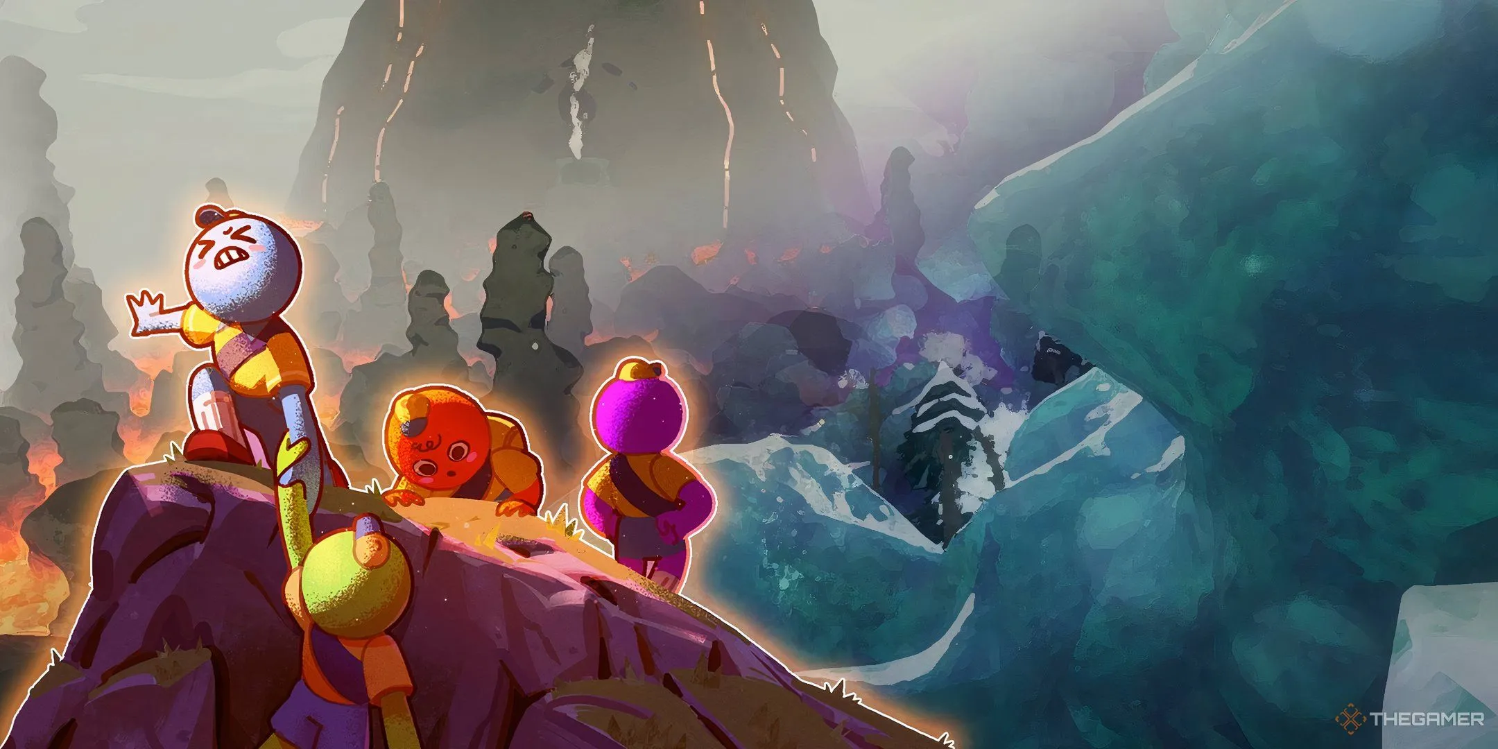 Key art của game Peak, các thám hiểm đang leo núi cùng nhau, thể hiện tinh thần hợp tác