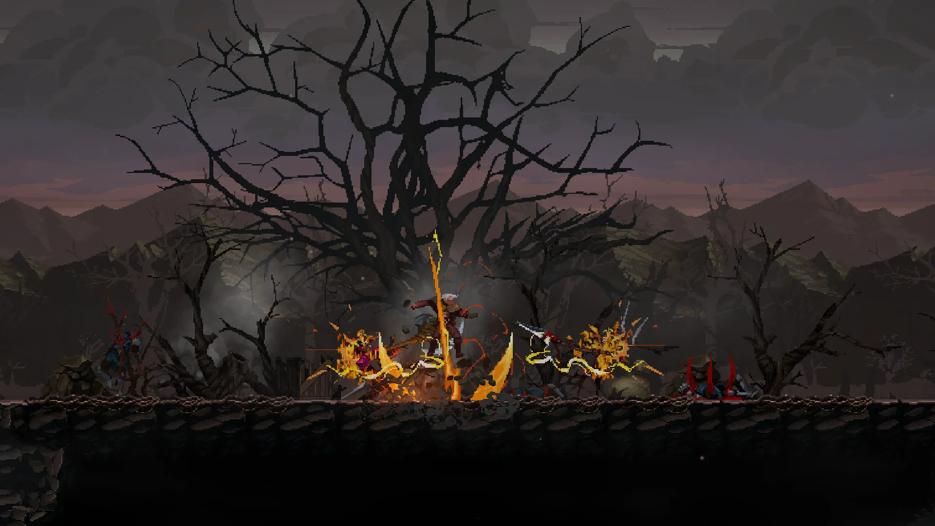 Khung cảnh một màn chơi trong Dragon Is Dead với đồ họa pixel art ấn tượng