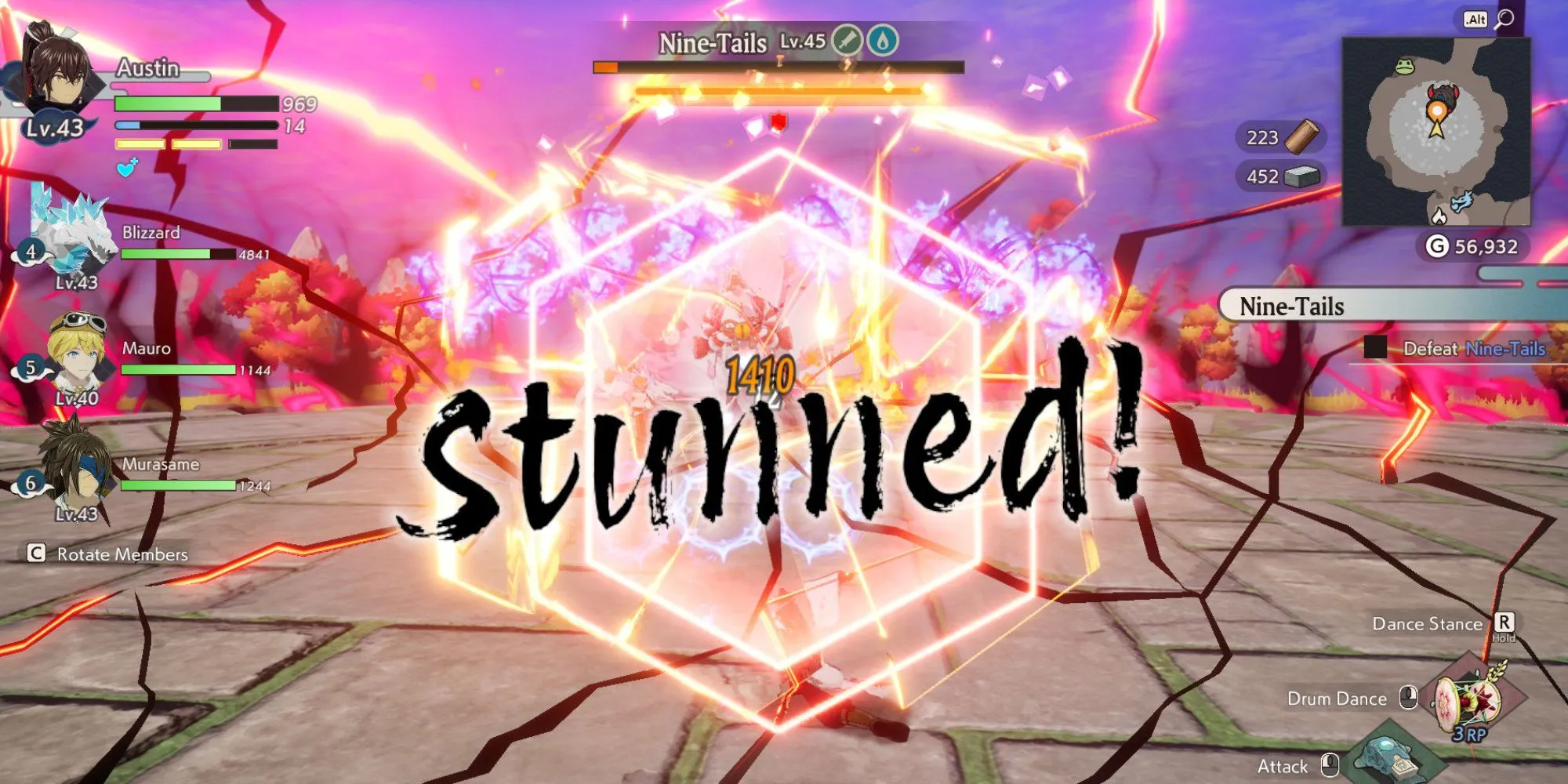 Làm choáng trùm Cửu Vĩ Hồ trong Rune Factory Guardians of Azuma
