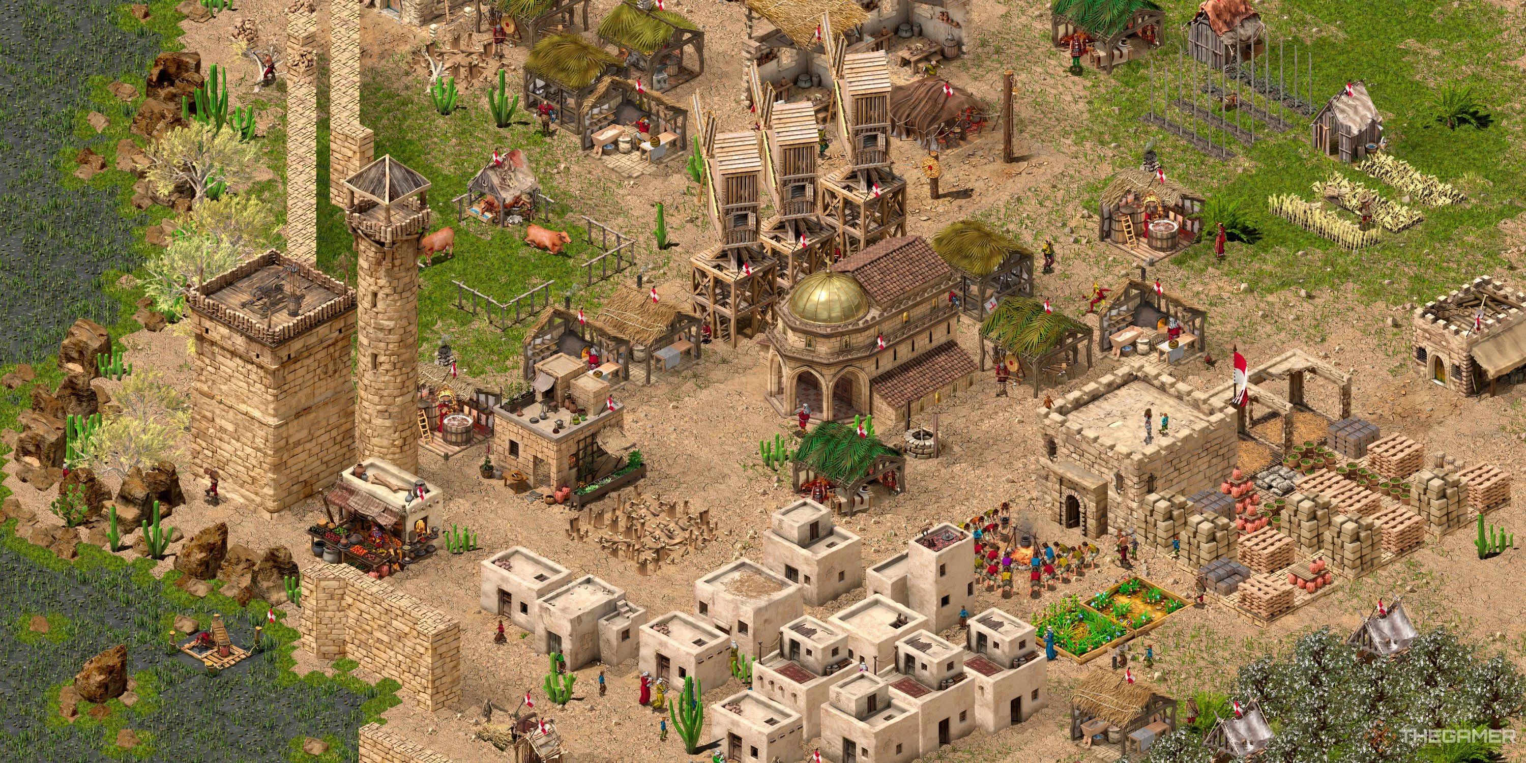 Lâu đài cấp trung bình của người chơi trong Stronghold Crusader Definitive Edition.
