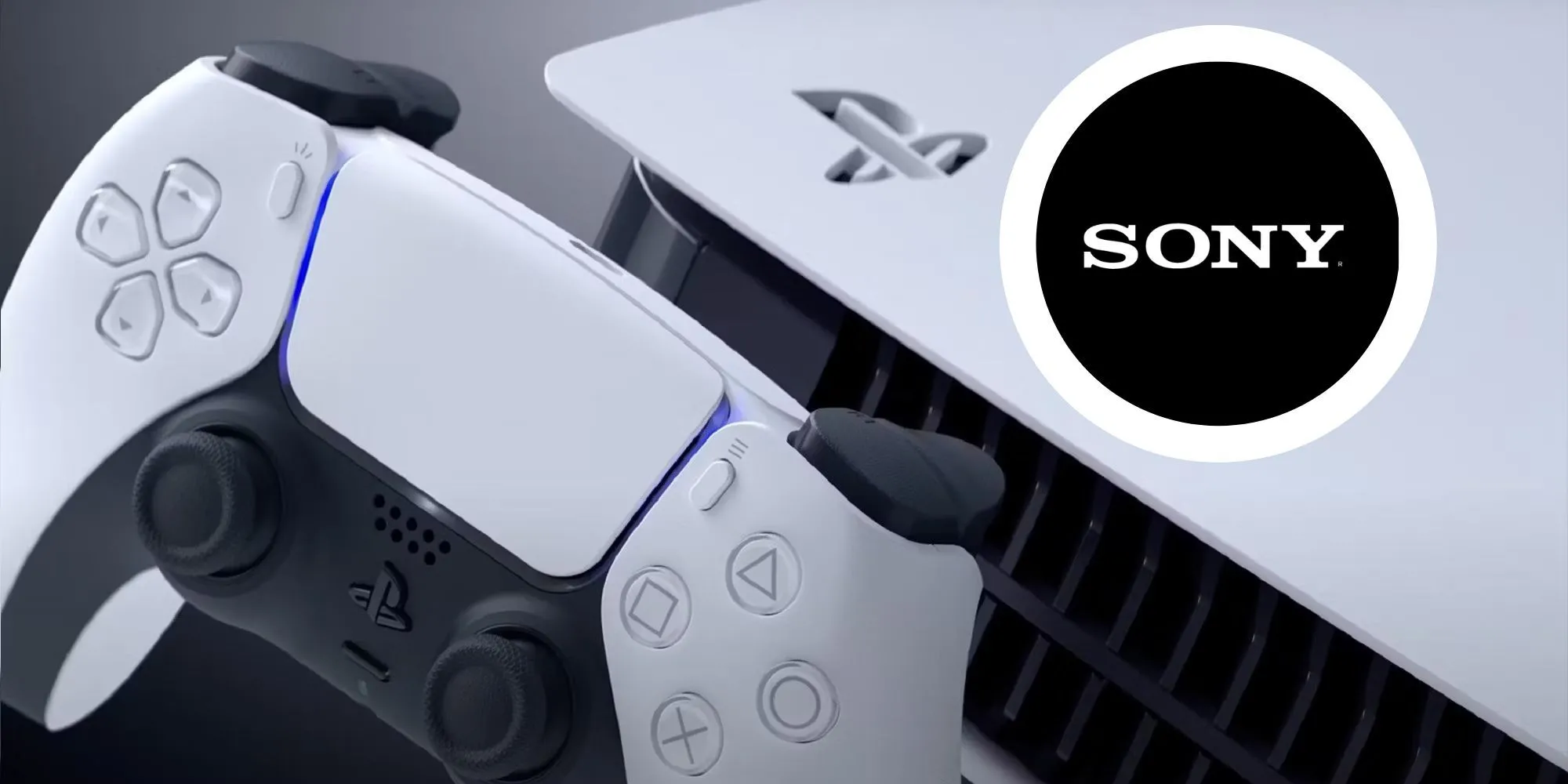 Máy chơi game PlayStation 5 và tay cầm DualSense với logo Sony
