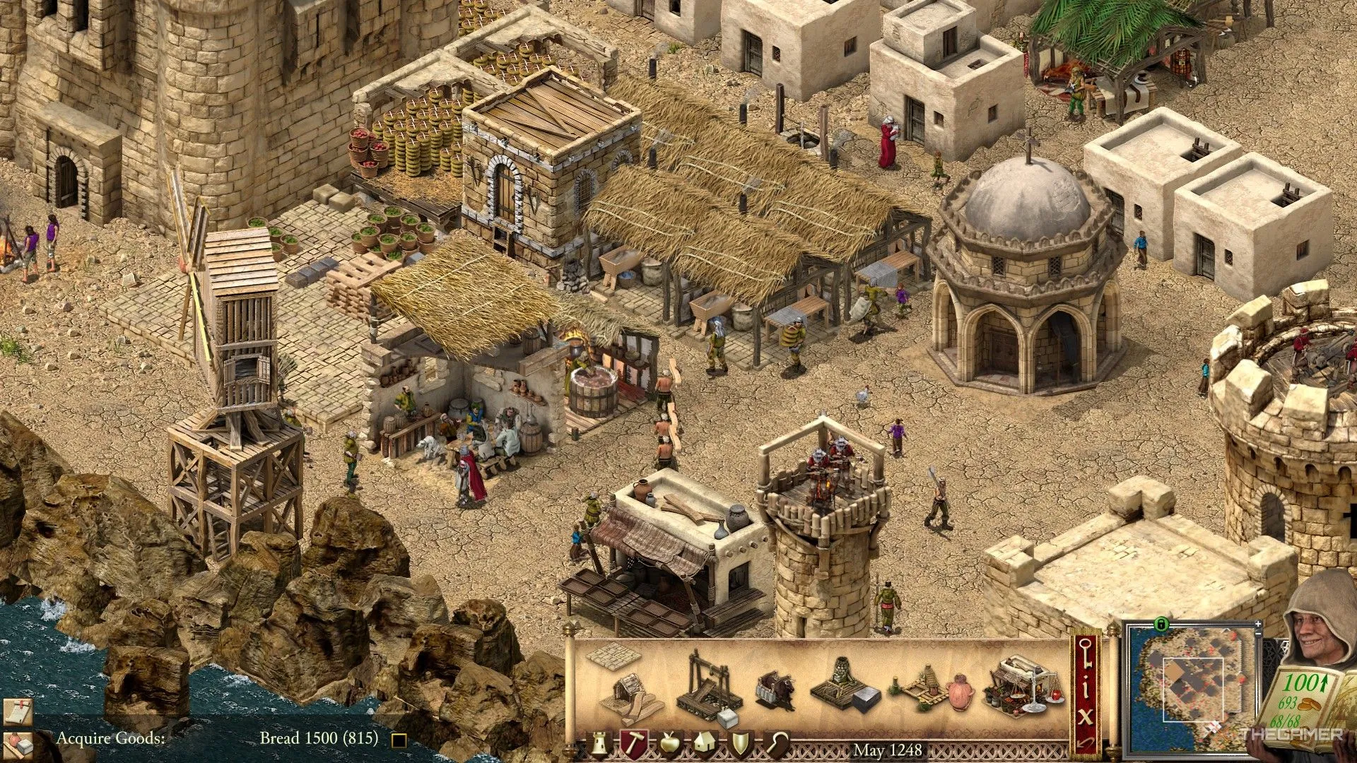 Một chuỗi sản xuất bánh mì hiệu quả với nhiều tiệm bánh trong Stronghold Crusader Definitive Edition.