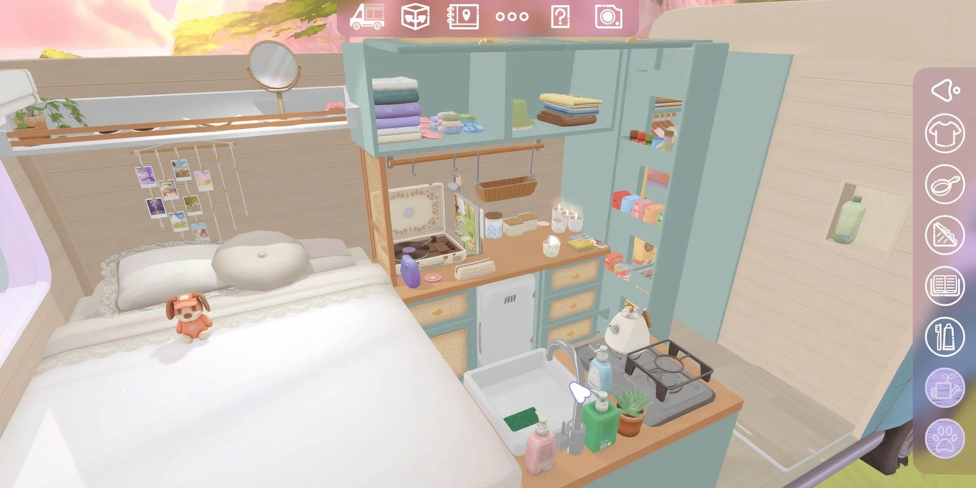 Nội thất xe camper van đã được sắp xếp trong game Camper Van Make it Home