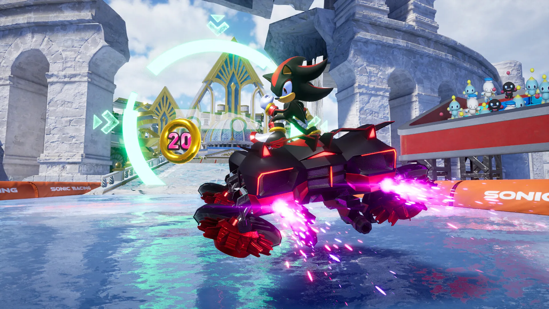 Shadow the Hedgehog tạo dáng mạnh mẽ trong game đua xe Sonic Racing: CrossWorlds