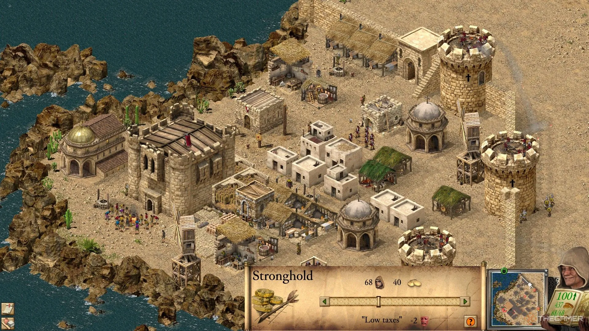 Thanh trượt thuế được điều chỉnh thông qua Tòa Tháp (Keep) trong Stronghold Crusader Definitive Edition.