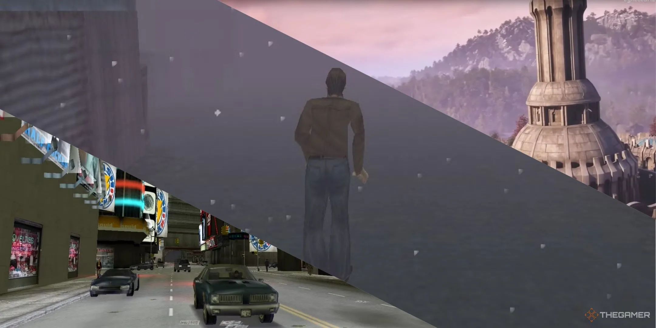 Tổng hợp các địa danh nổi tiếng trong game: Liberty City (GTA 3), Silent Hill và Imperial City (Oblivion).